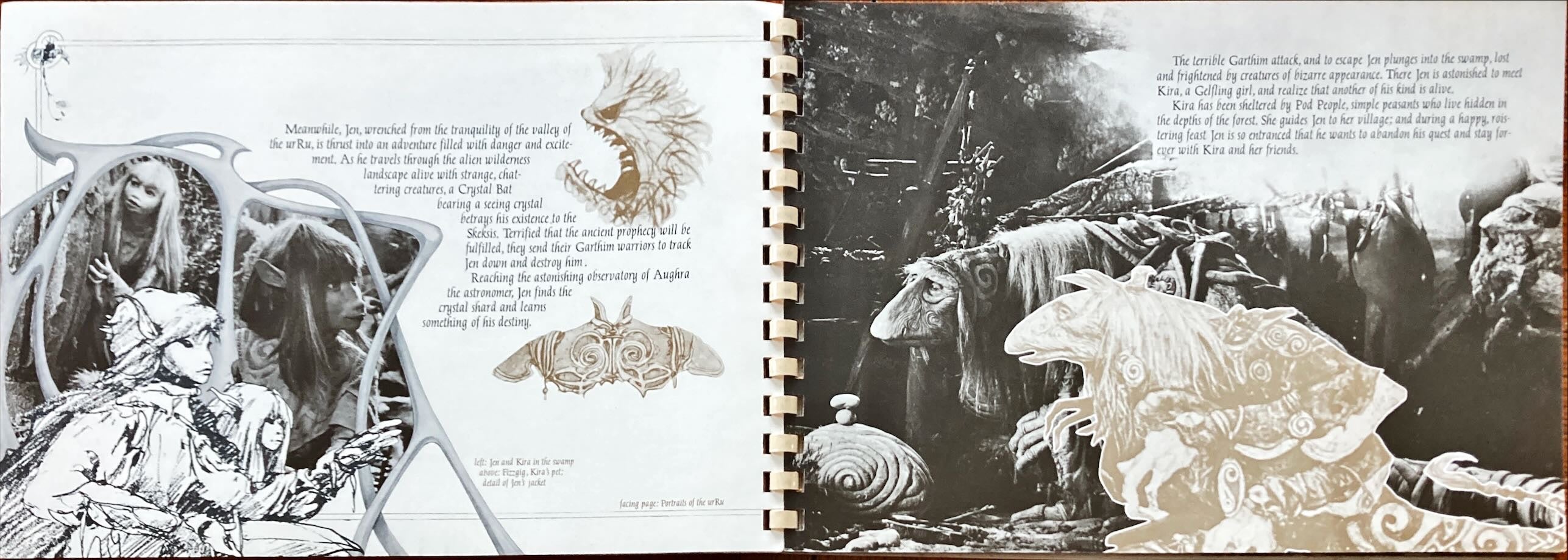 #1035 DARK CRYSTAL spiral-bound promo book 1982 Jim Henson & Frank Oz, die-cut embossed cover, rare