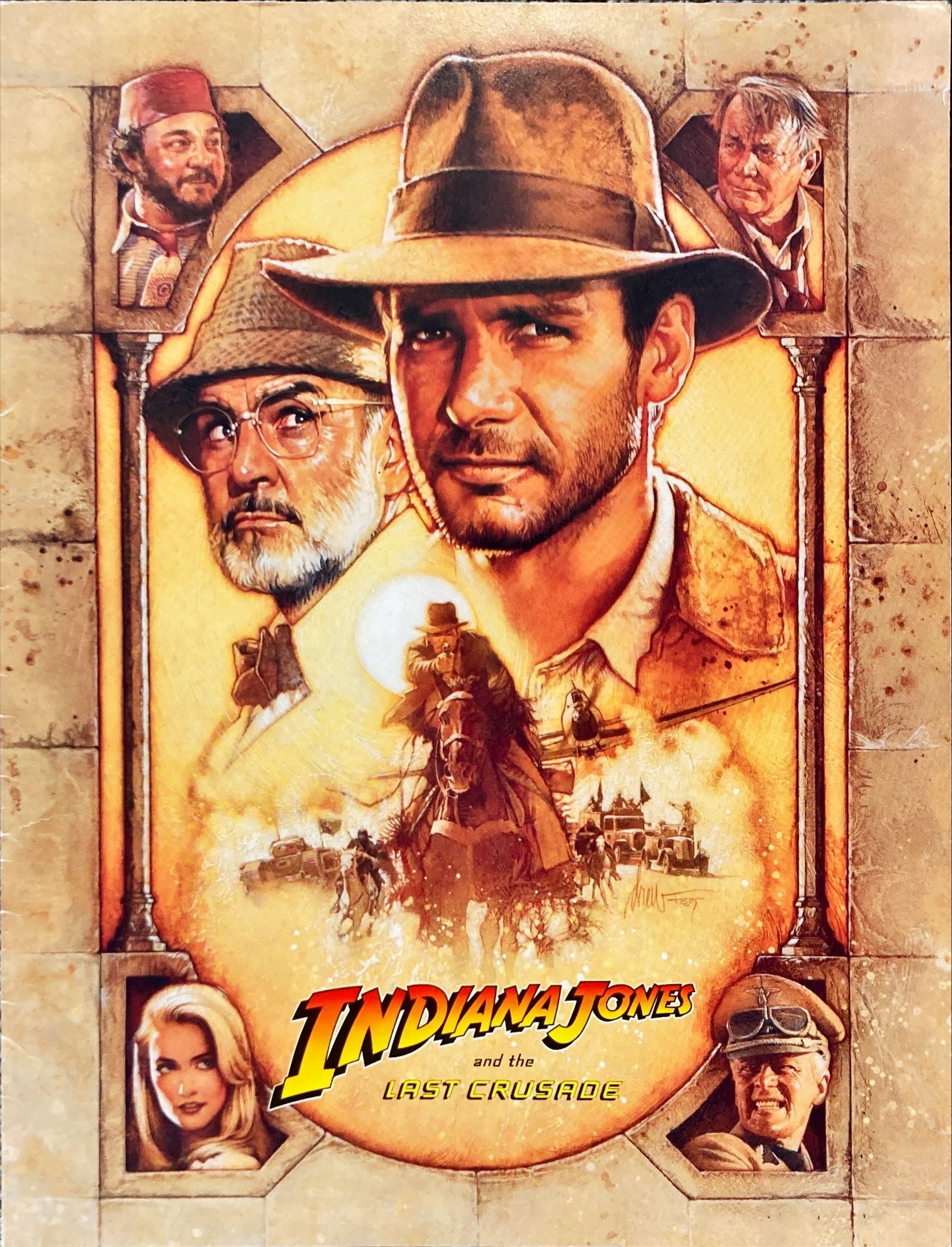 A-32 INDIANA JONES & THE LAST CRUSADE trade ad '89 Drew art of Harrison Ford & Sean Connery