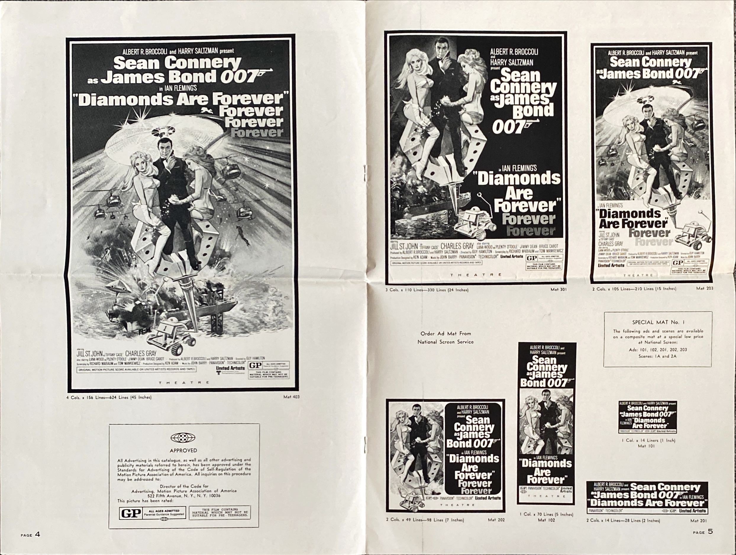 Diamonds Are Forever (1971) Pressbook - Bundle