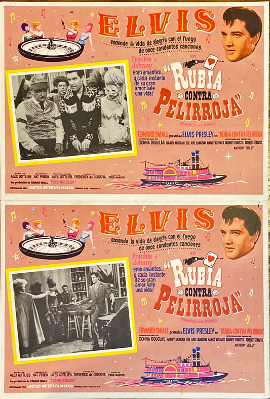 #978 FRANKIE & JOHNNY 2 Mexican Lobby Cards 1966 - Elvis Presley - PosterCollectors.xyz