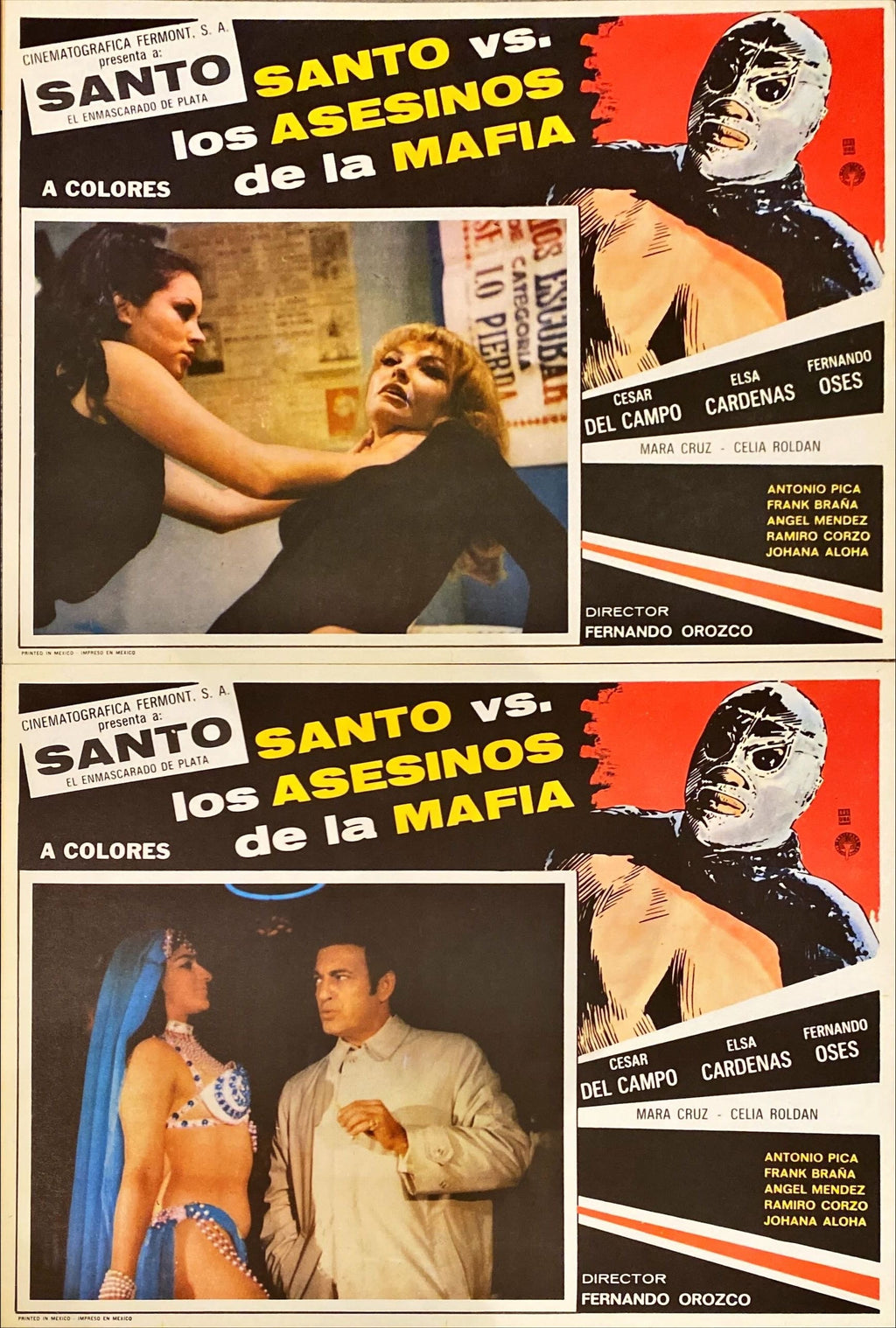 Santo vs Los Asesinos de la Mafia (1970) 4x Lobby Cards - MX