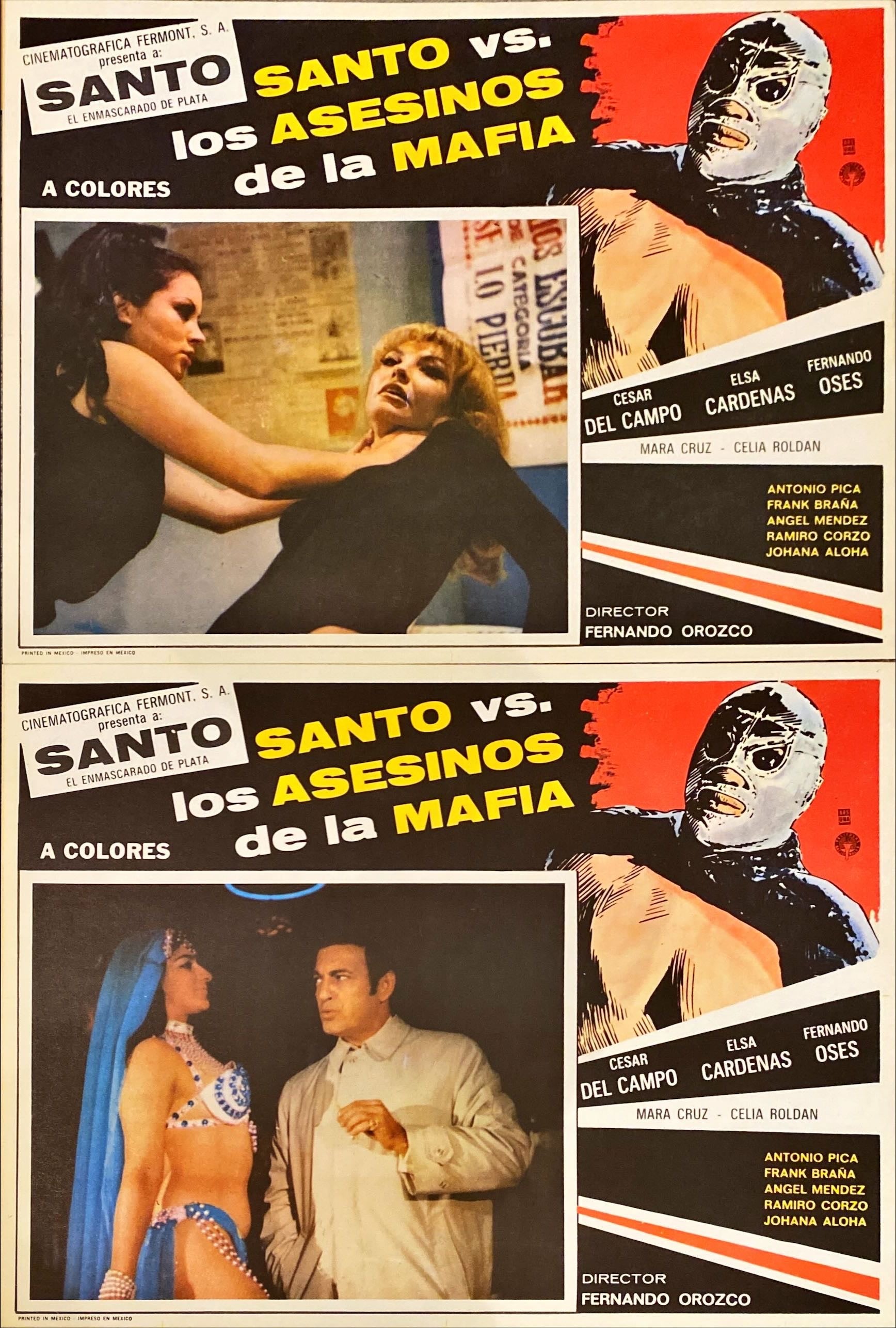 Santo vs Los Asesinos de la Mafia (1970) 4x Lobby Cards - MX