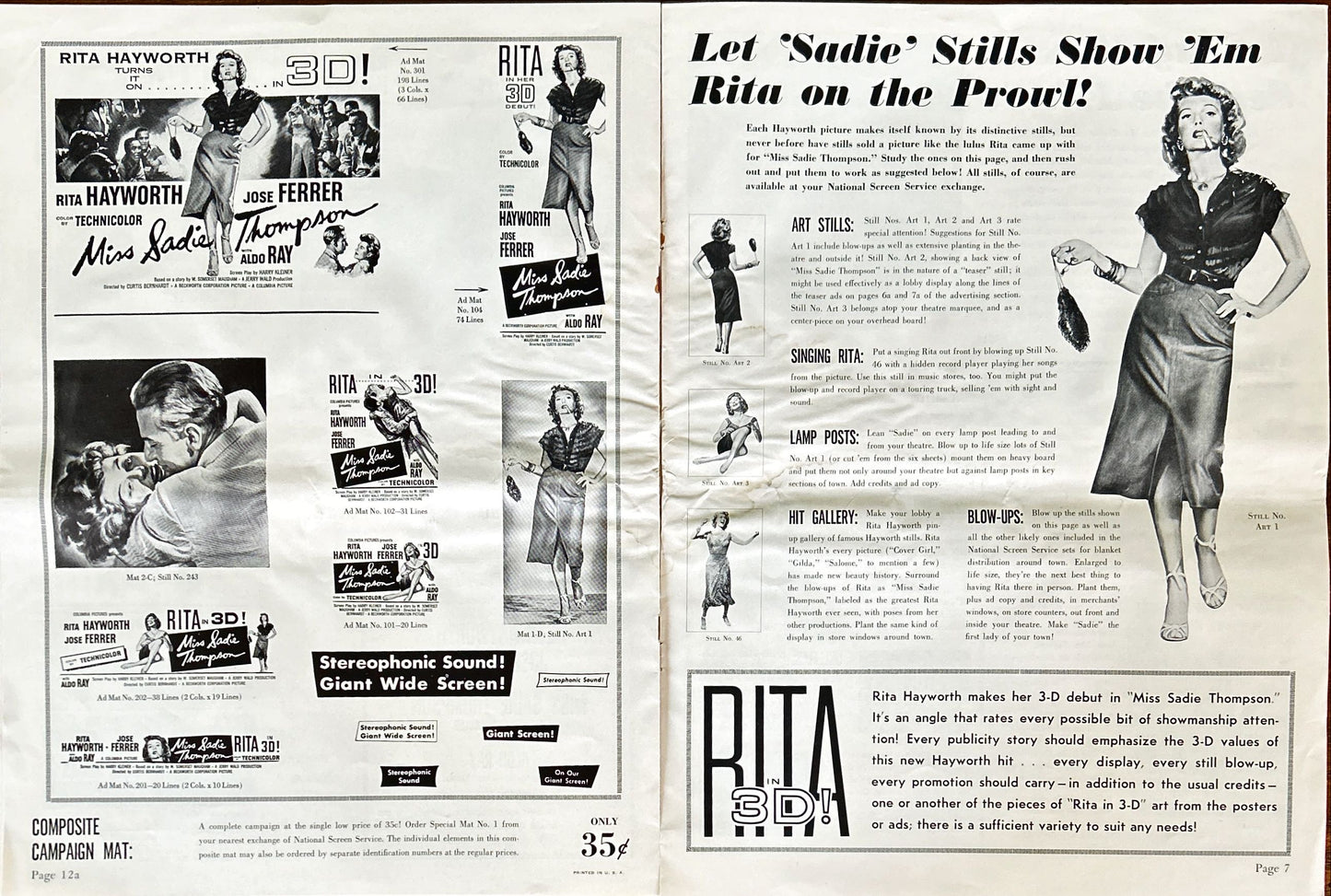 Miss Sadie Thompson (1953) Pressbook - 3D, Rita Hayworth