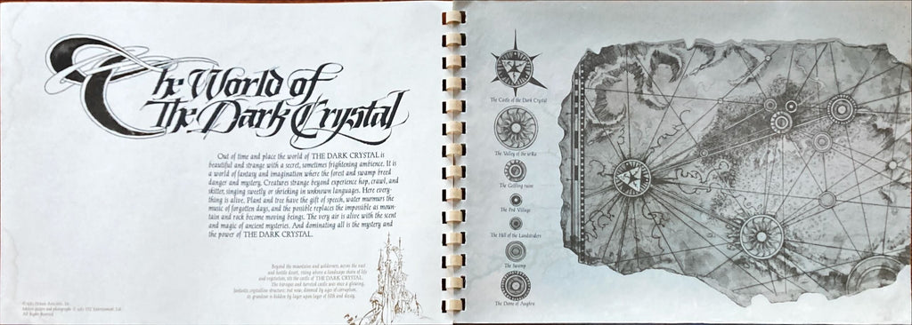 #1035 DARK CRYSTAL spiral-bound promo book 1982 Jim Henson & Frank Oz, die-cut embossed cover, rare