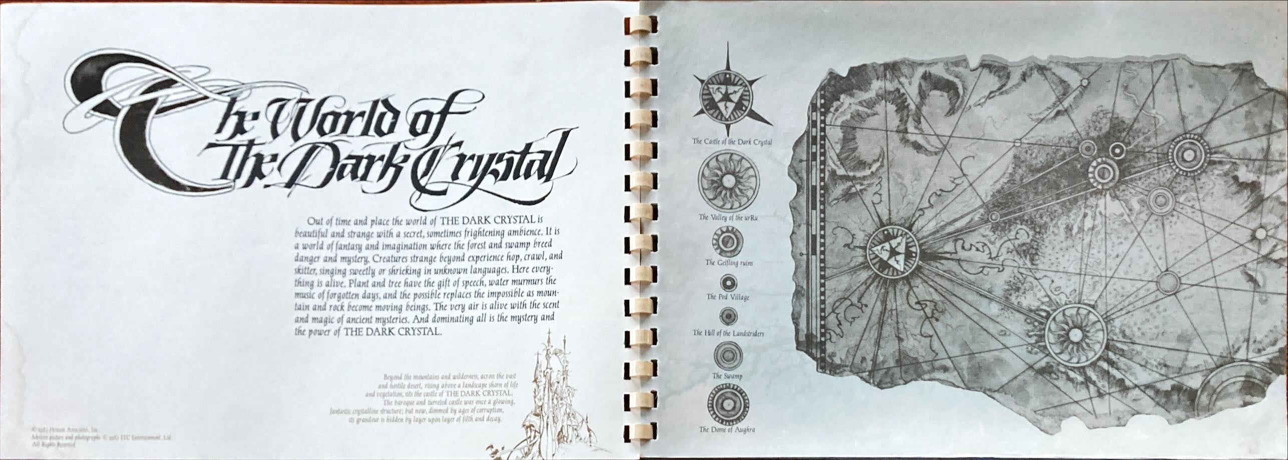 #1035 DARK CRYSTAL spiral-bound promo book 1982 Jim Henson & Frank Oz, die-cut embossed cover, rare
