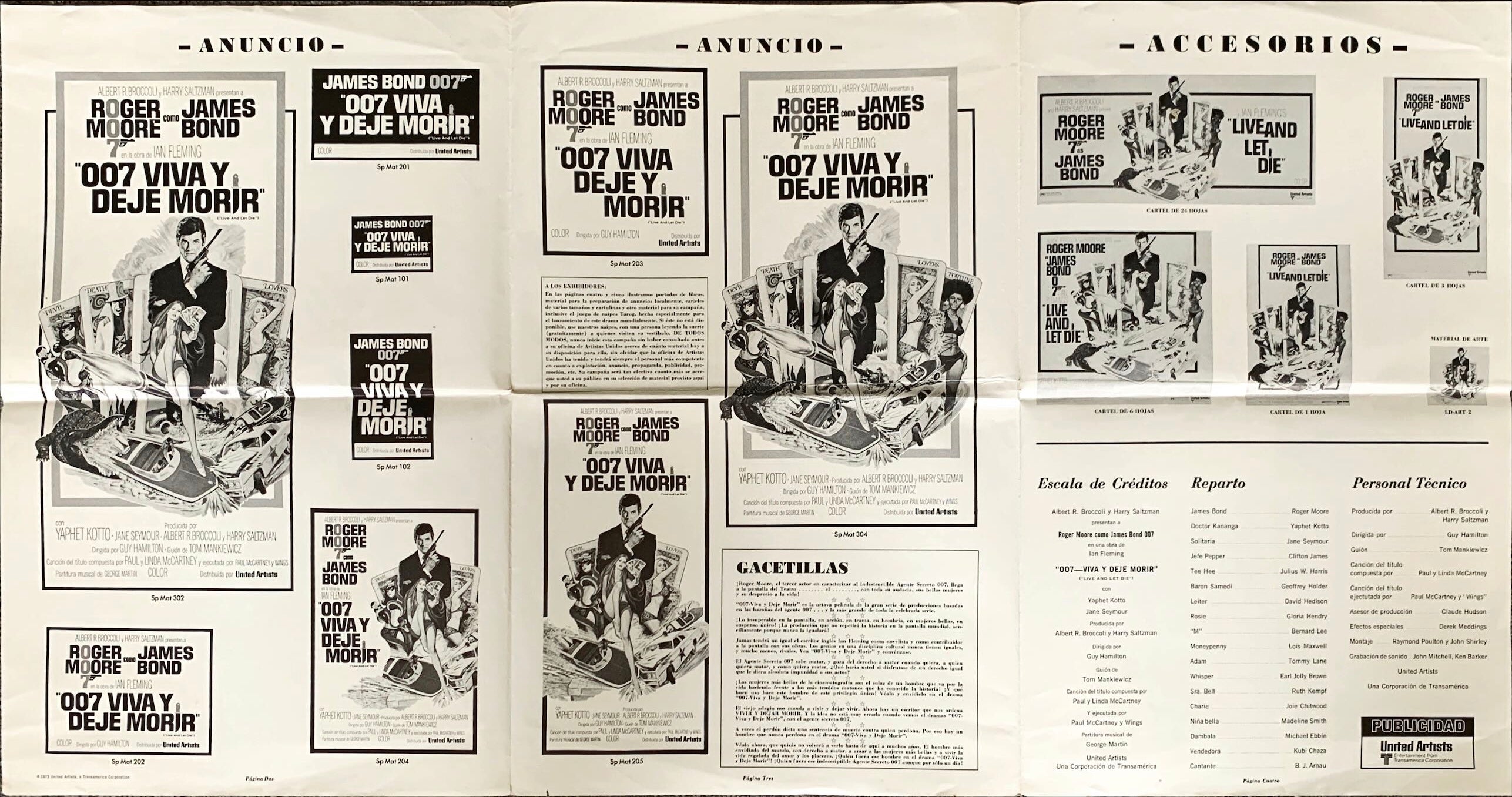 (410) Live and let die Spanish and English James Bond press book