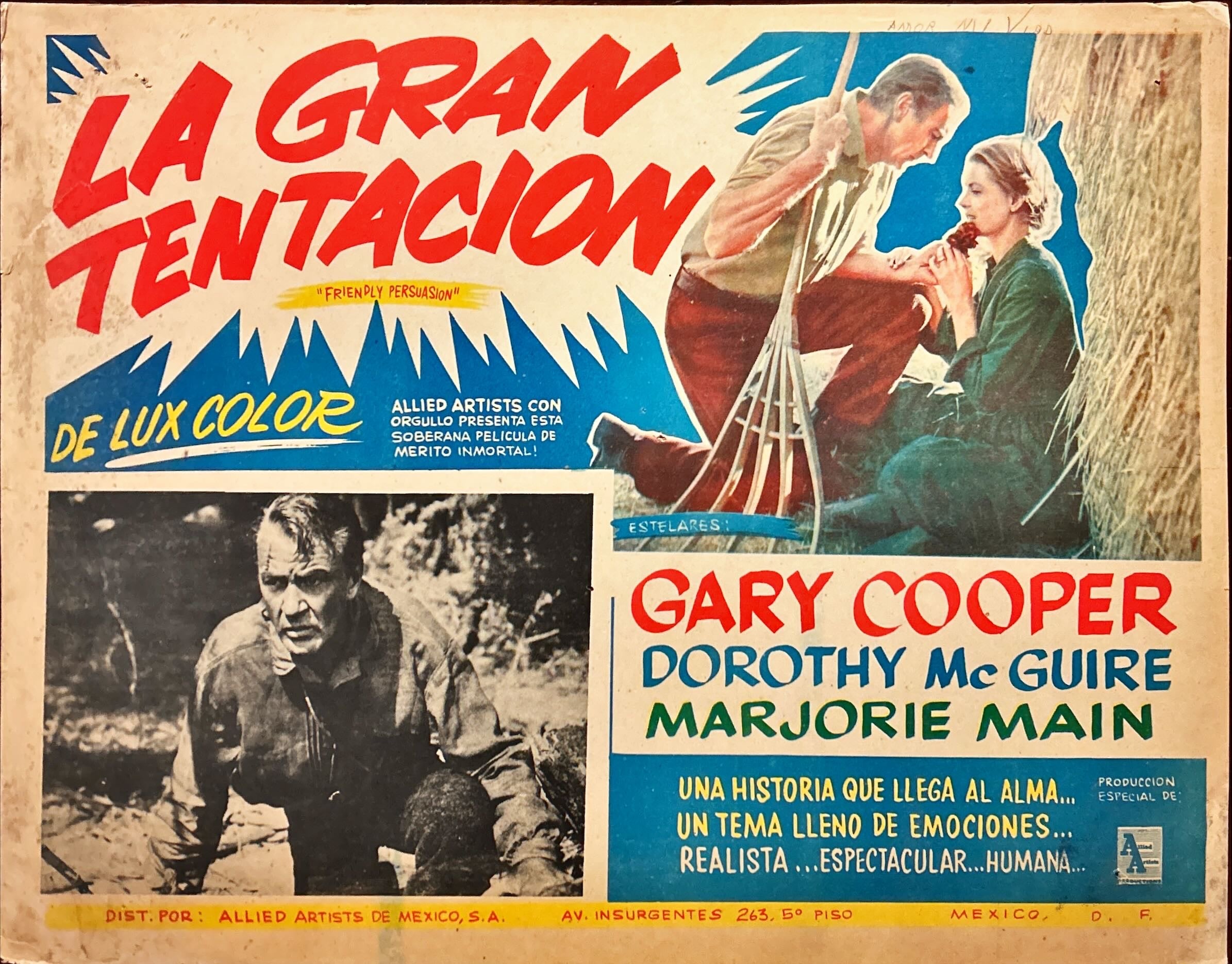 Friendly Persuasion (1956) Original Mexican Lobby Card set X5
