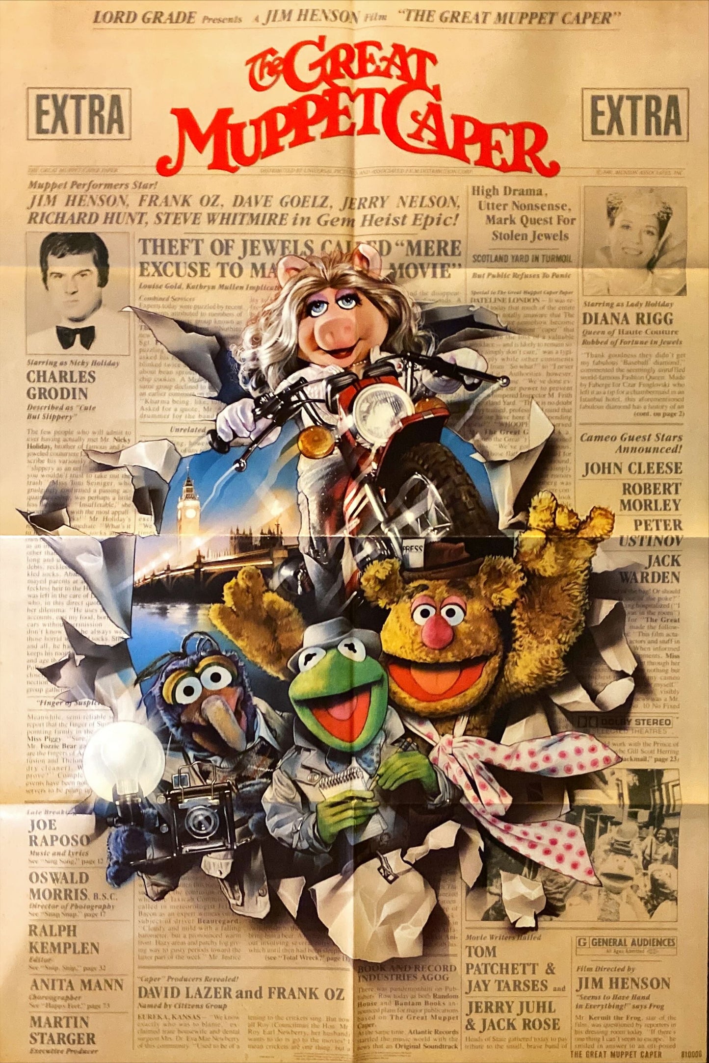 The Great Muppet Caper (1981) One Sheet Movie Poster - Jim Henson, Drew Struzan Art