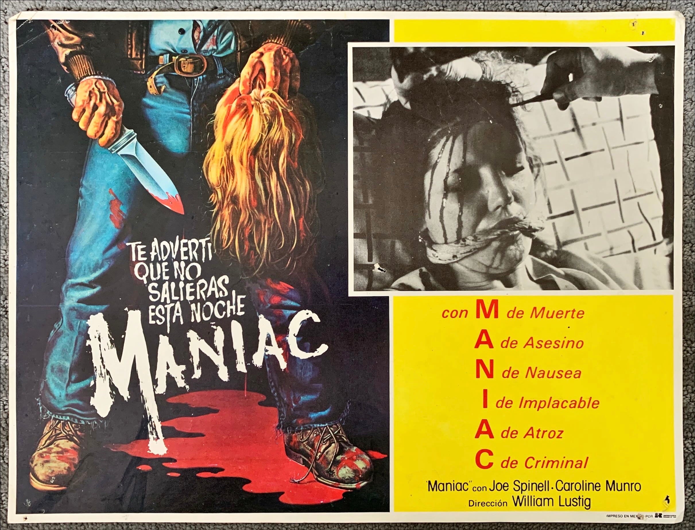 Maniac, Mexican lobby card