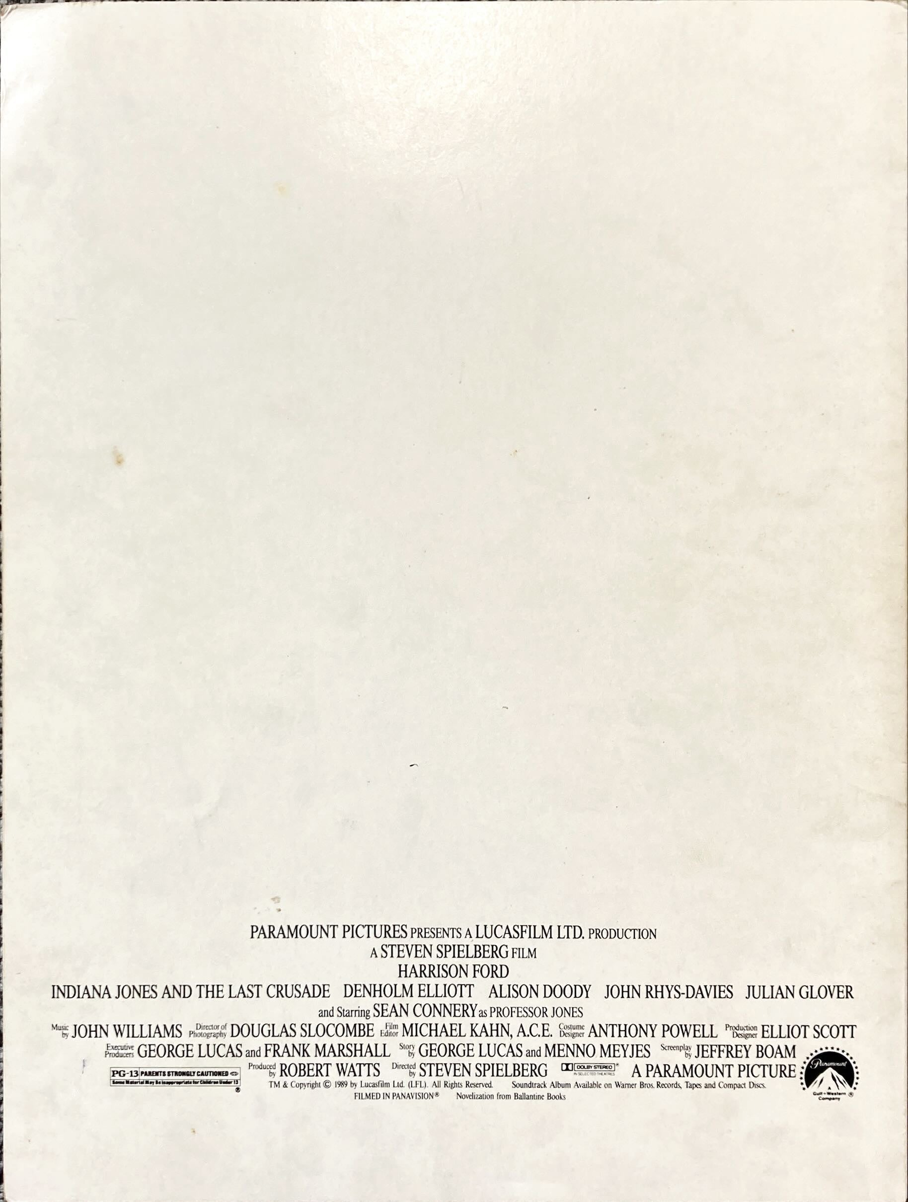 A-32 INDIANA JONES & THE LAST CRUSADE trade ad '89 Drew art of Harrison Ford & Sean Connery