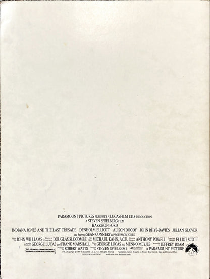 A-32 INDIANA JONES & THE LAST CRUSADE trade ad '89 Drew art of Harrison Ford & Sean Connery