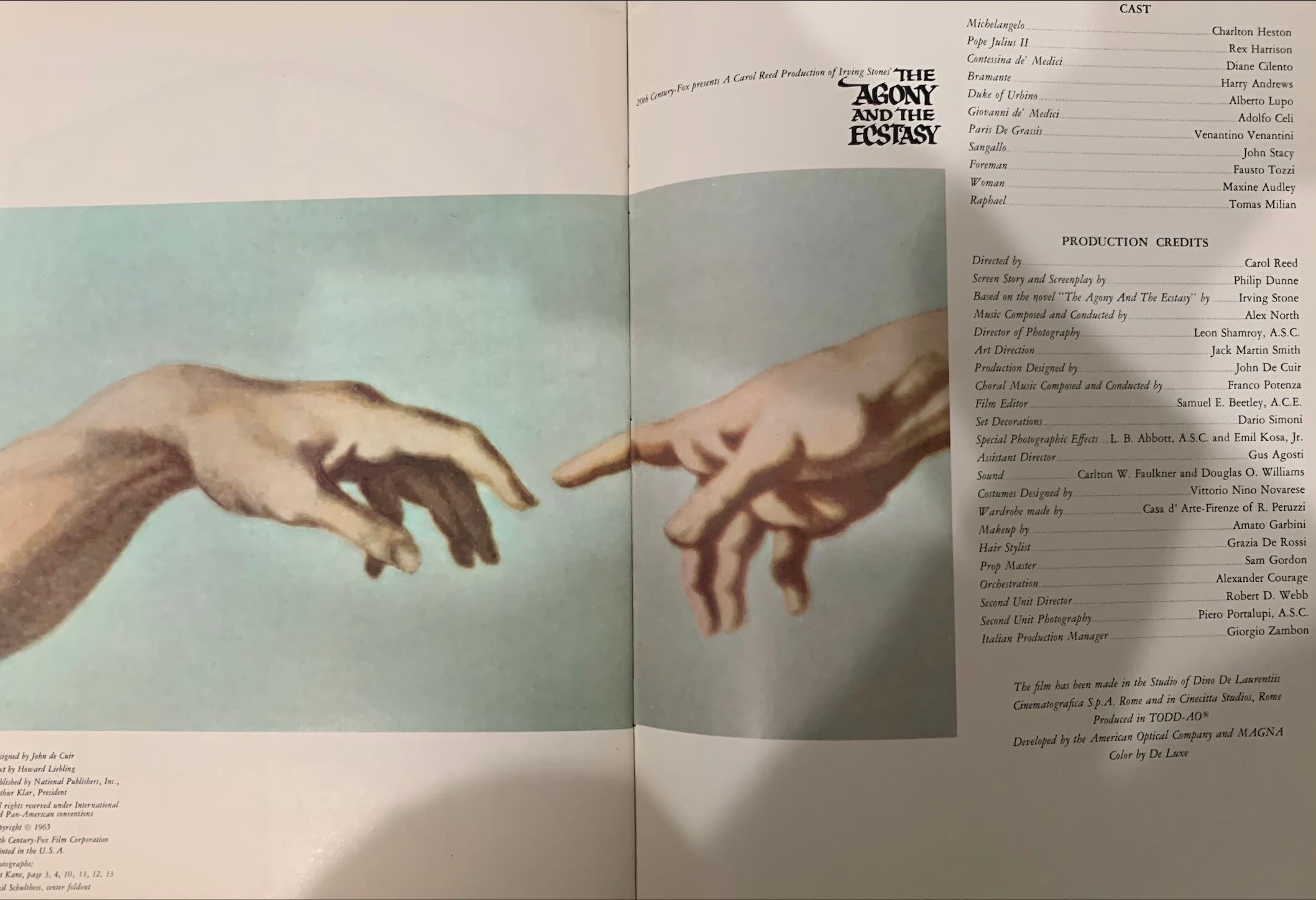 The Agony and the Ecstasy, Charlton Heston original movie souvenir book