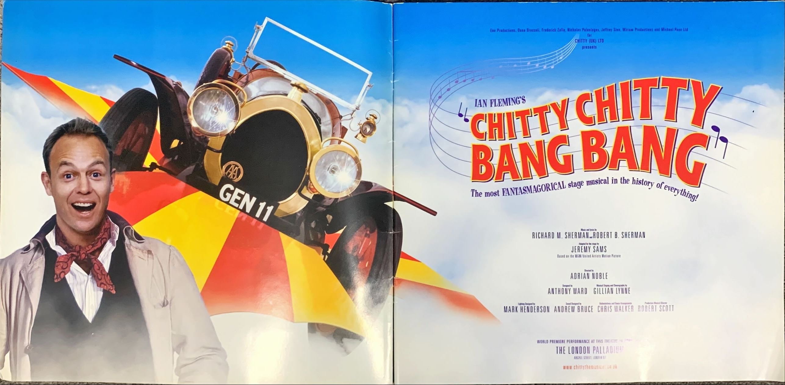 Chitty Chitty Bang Bang Stage Musical programme with paper models of the flying car