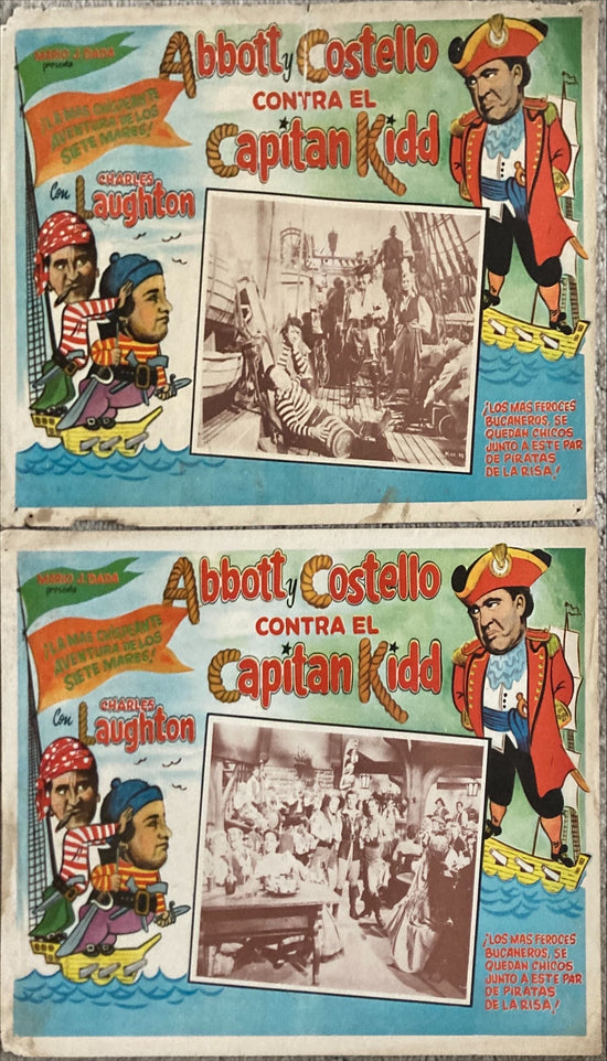 Abbott and Costello vs Captain Kidd (1950) 2 Original Vintage Mexican Lobby Cards