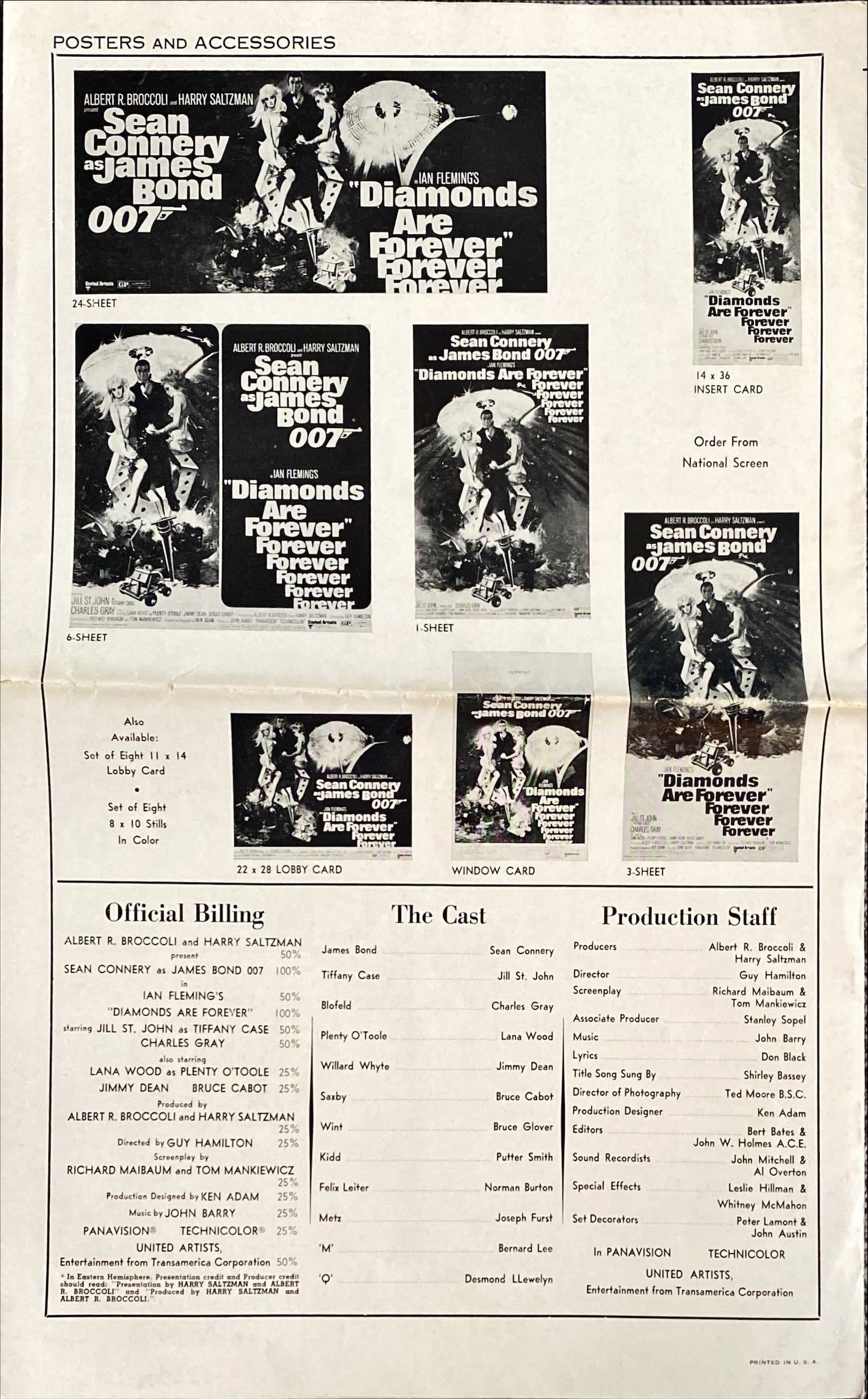 Diamonds Are Forever (1971) Pressbook - Bundle