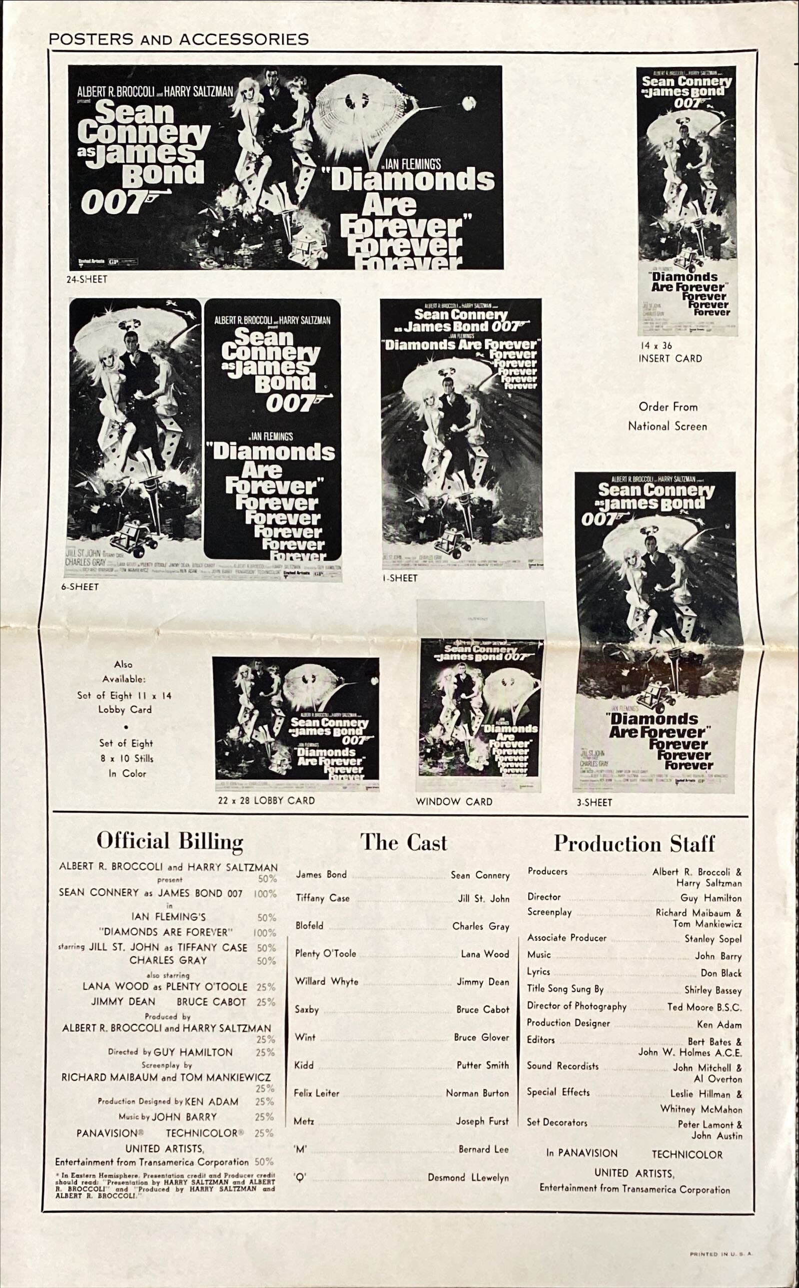 Diamonds Are Forever (1971) Pressbook - Bundle