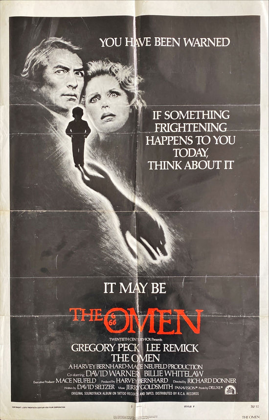 The Omen (1976) Style F Original Movie Poster, Gregory Peck Horror classic