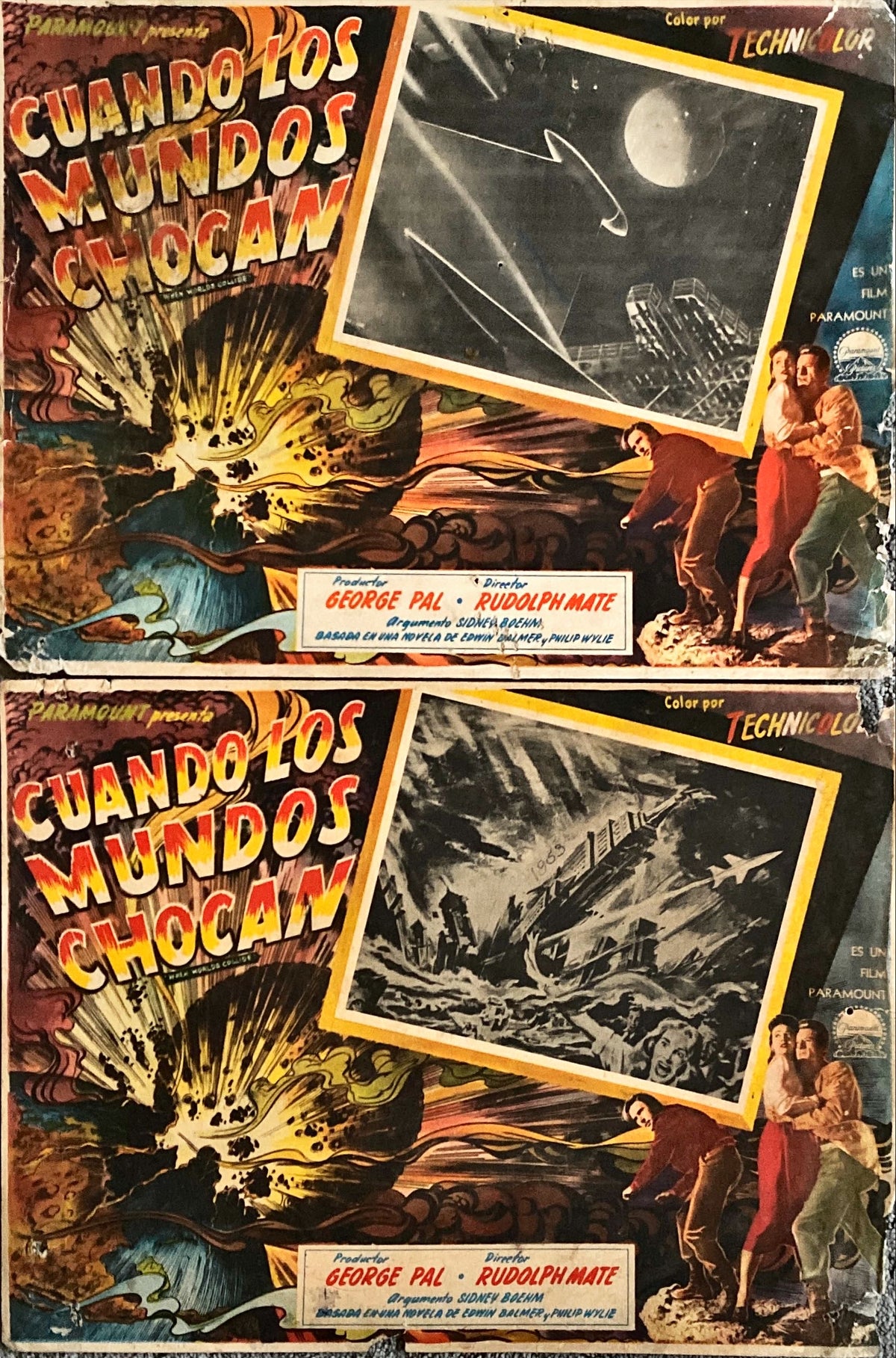 When Worlds Collide Original Mexican Lobby Cards x2