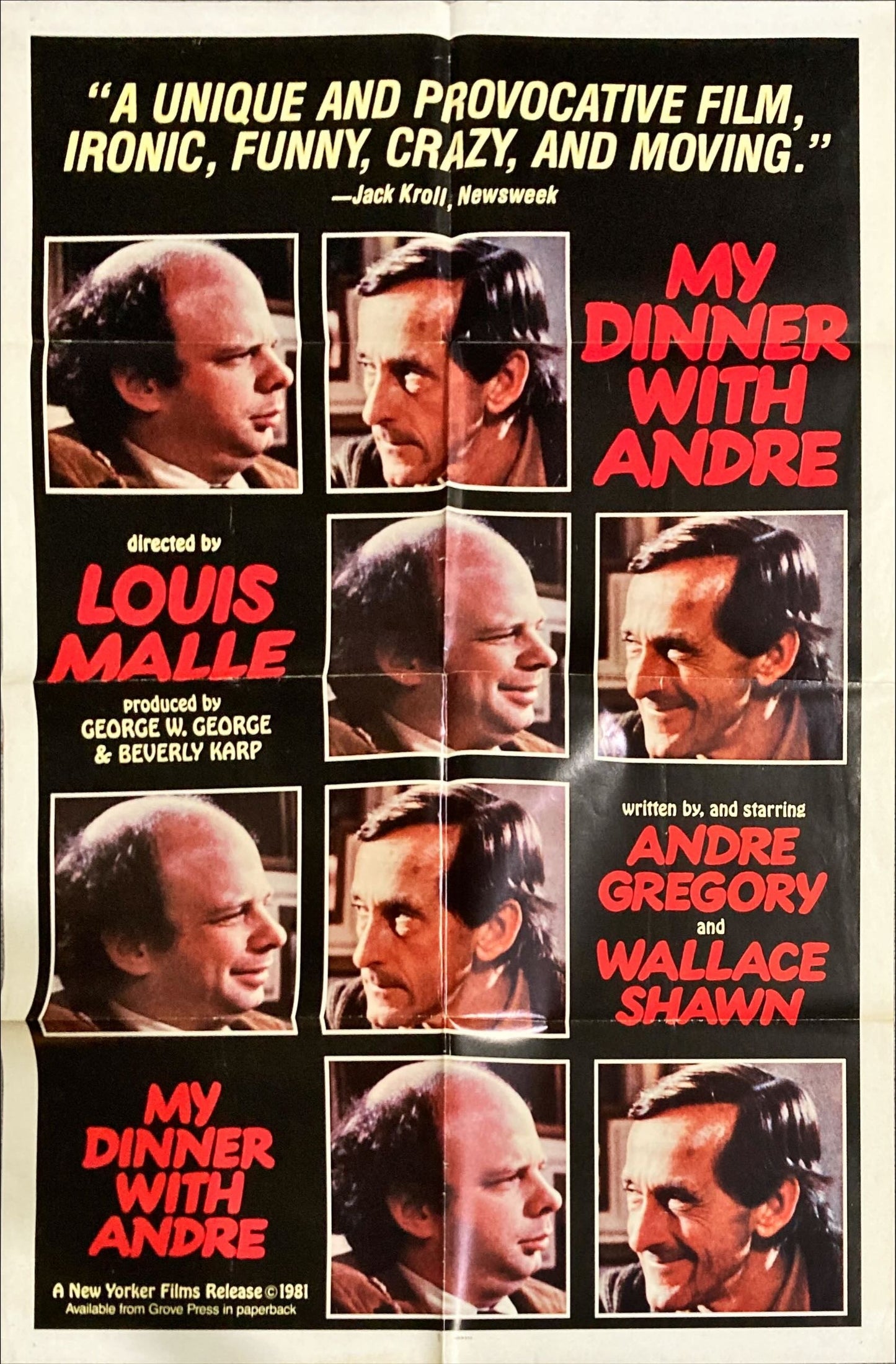 My Dinner with Andre (1981) One Sheet Movie Poster - Louis Malle