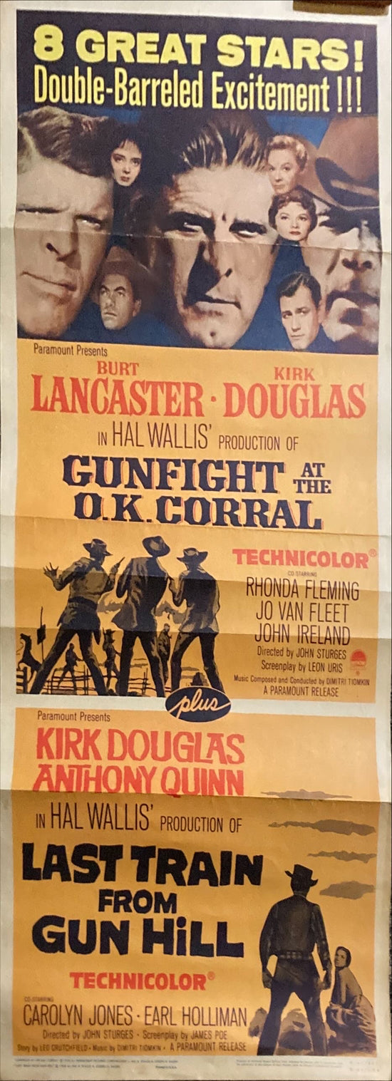 Gunfight at the OK Corral (1957) Insert Movie Poster, Kirk Douglas, Burt Lancaster