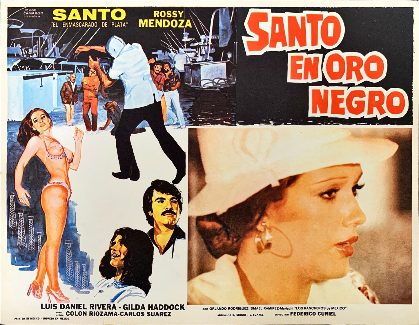 Santo en Oro Negro (1977) 3x Lobby Cards - MX