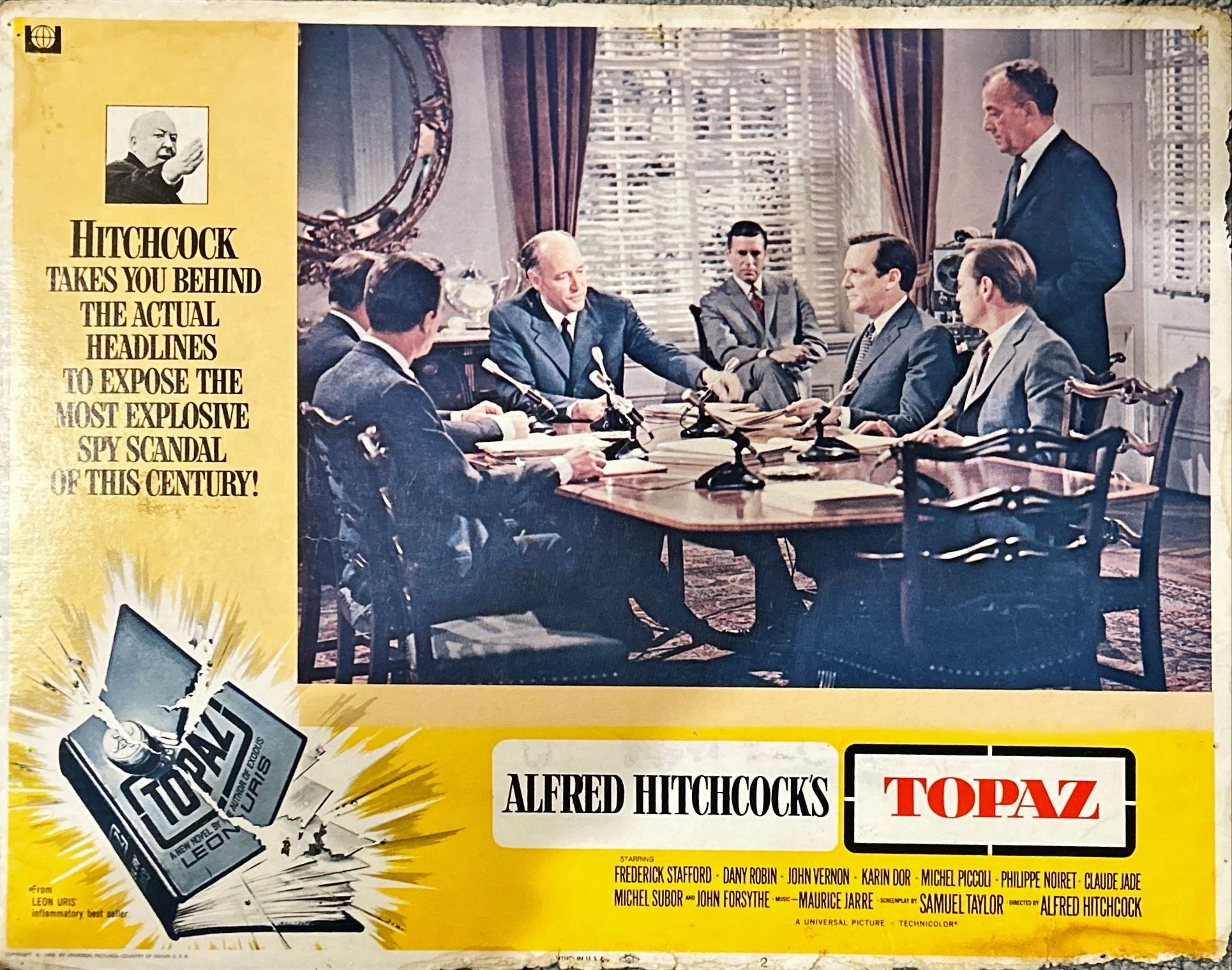 Topaz (1969) One Sheet Movie Poster + 7x Lobby Cards/Stills - SPAN, Hitchcock