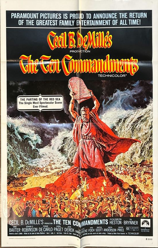 Ten Commandments (1956) One Sheet Movie Poster - R72, Heston with Tablets