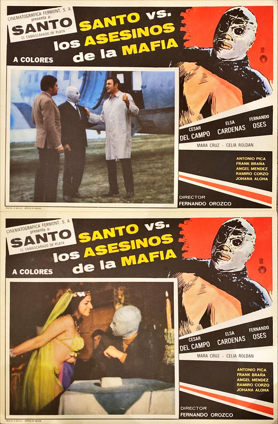 Santo vs Los Asesinos de la Mafia (1970) 4x Lobby Cards - MX