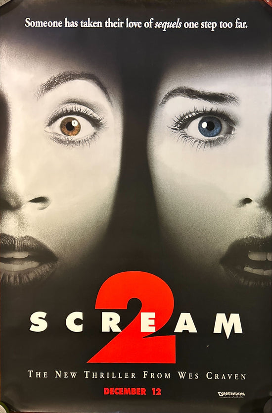 Scream 2 (1992) Original movie Poster, Wes Craven directed, Neve Campbell, Courteney Cox