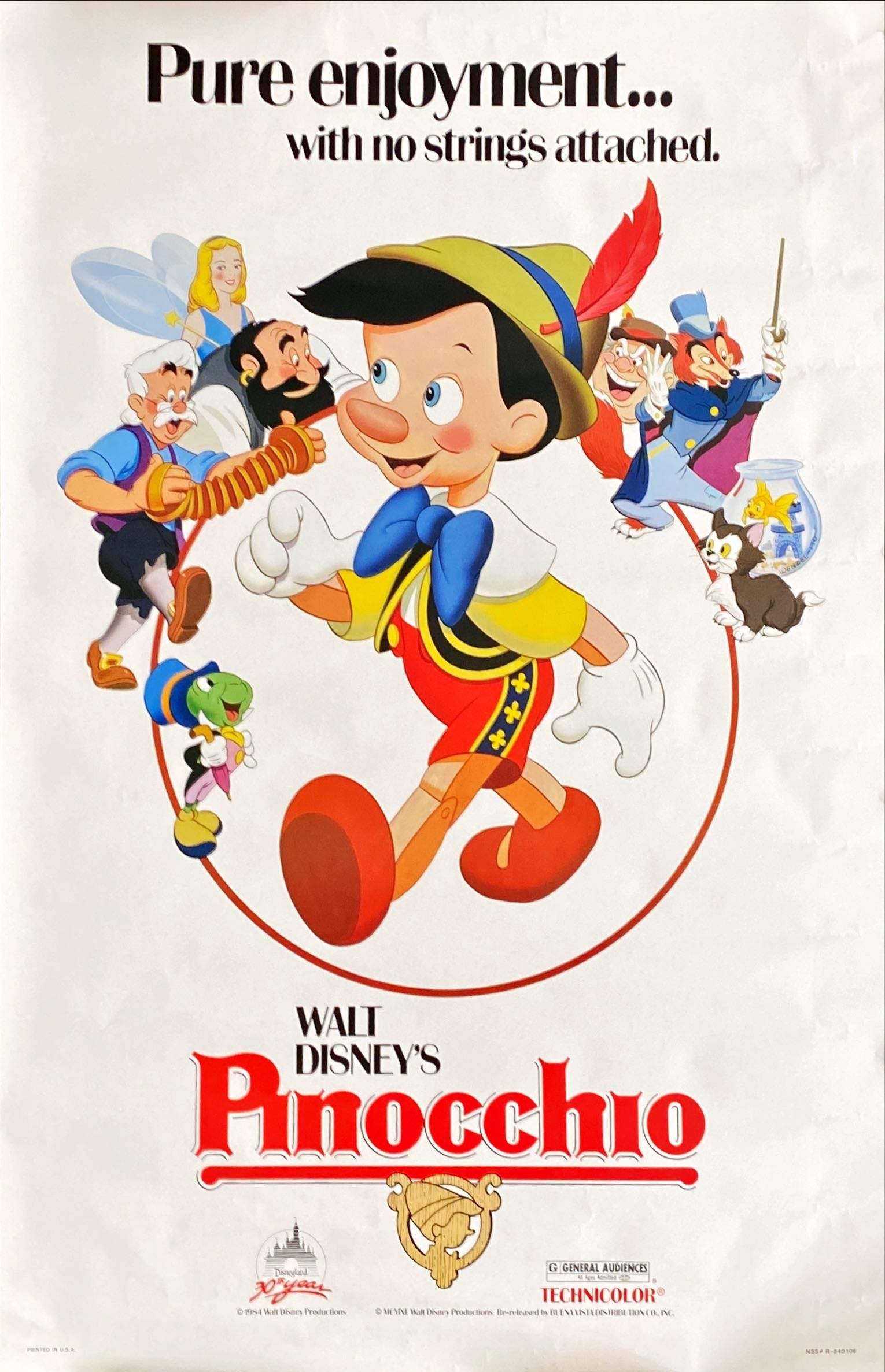 Pinocchio (1940) Original Movie Poster R84, Disney