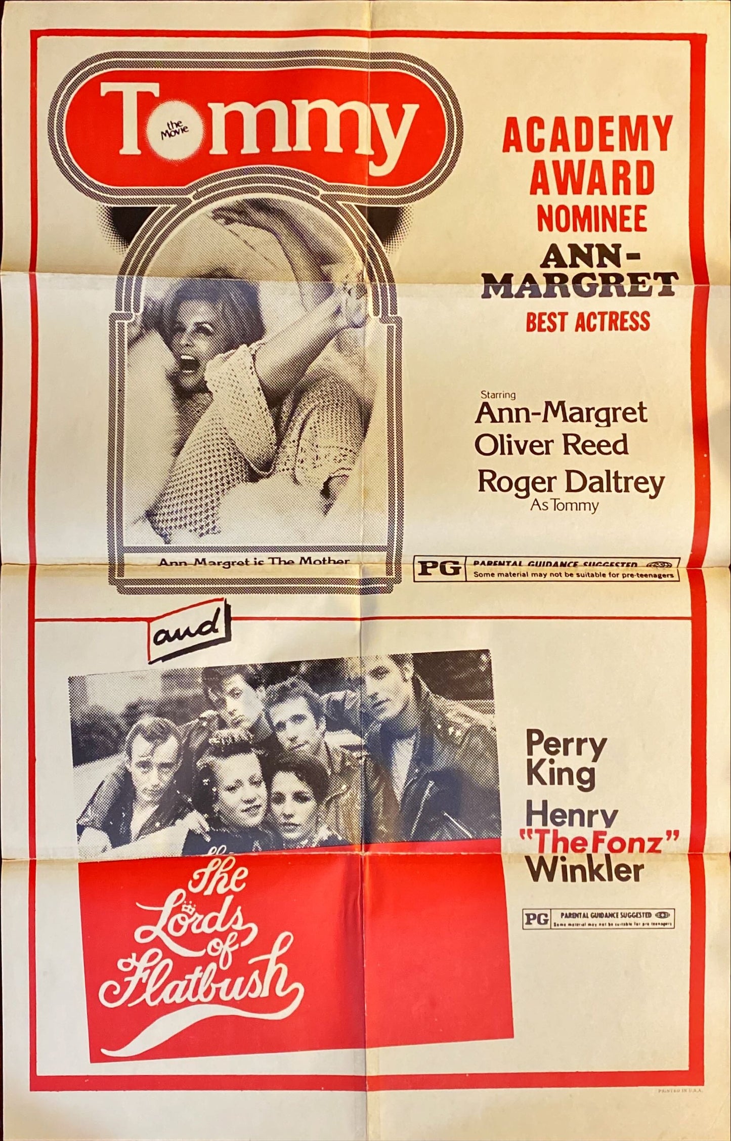 1167 LORDS OF FLATBUSH/TOMMY 1sh 1975 The Who, Daltrey, Stallone, Winkler double-bill!