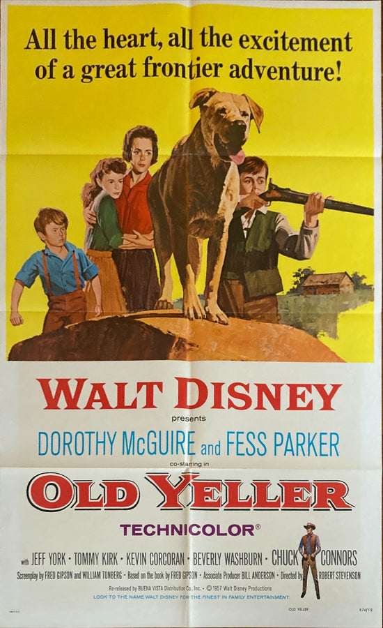 Old Yeller  (R1965) Dorothy McGuire, Fess Parker, art of Disney&