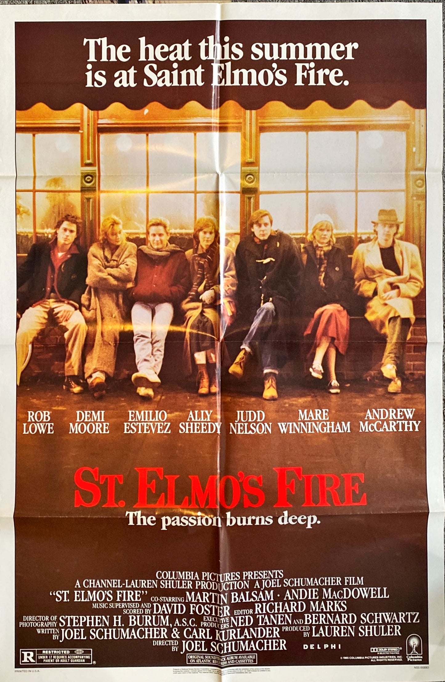 St. Elmos Fire (1985) One Sheet Movie Poster - Lowe, Moore, Estevez