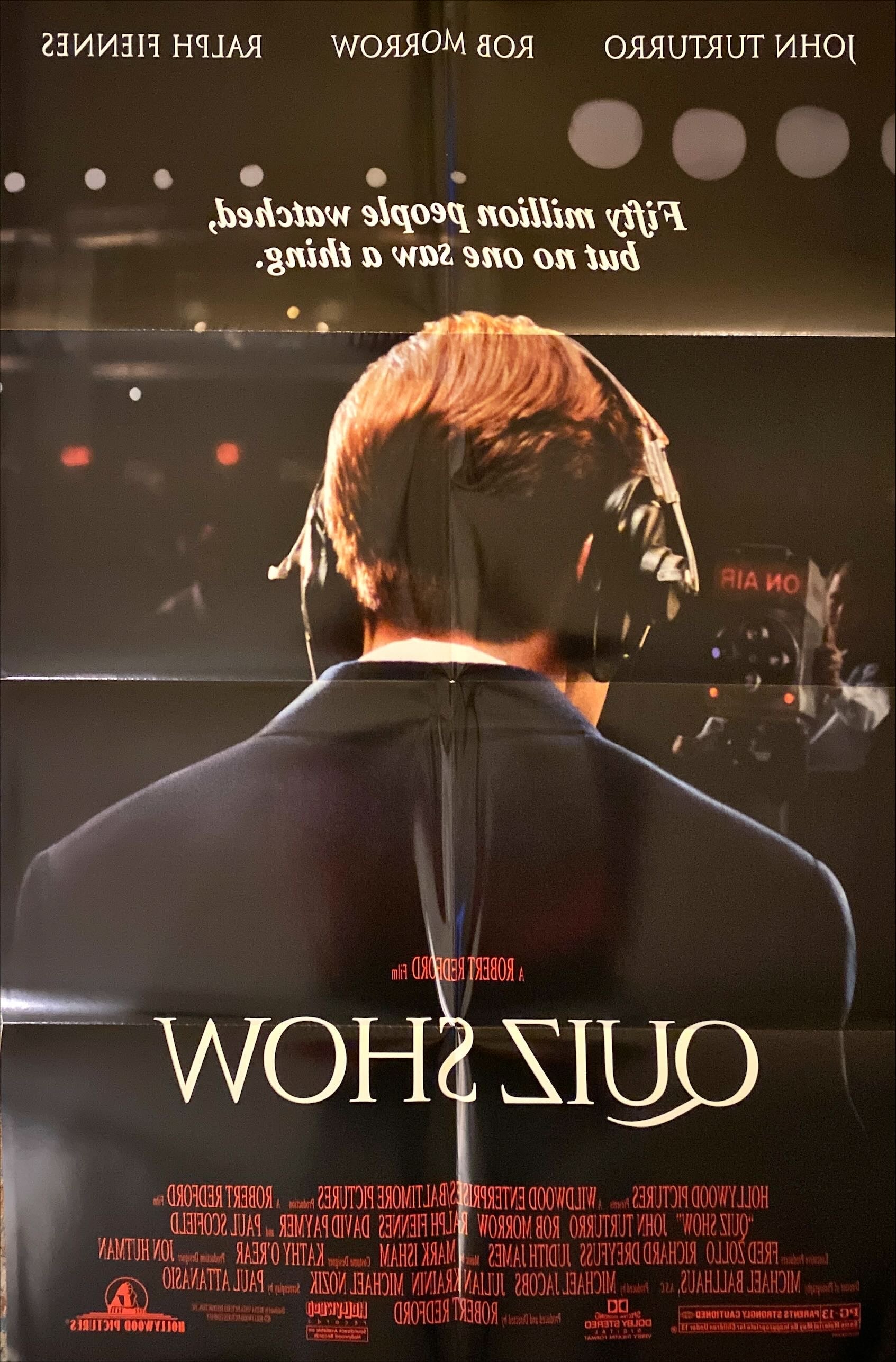 Quiz Show, 1sh 1994 John Turturro, Ralph Fiennes, Paul Scofield, Robert Redford!