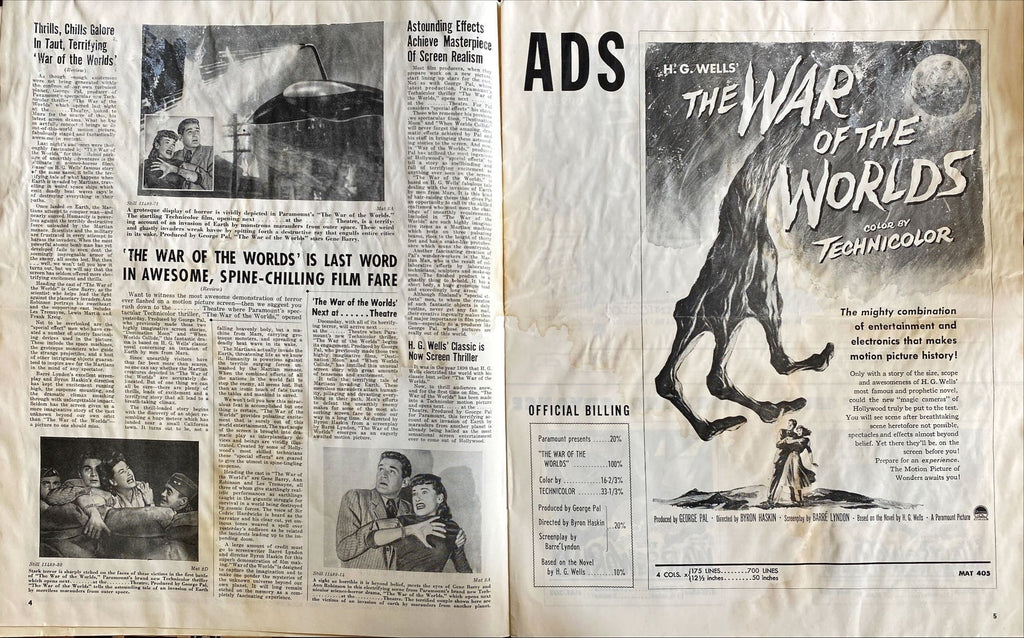 War of the Worlds (1953) Theatrical Pressbook