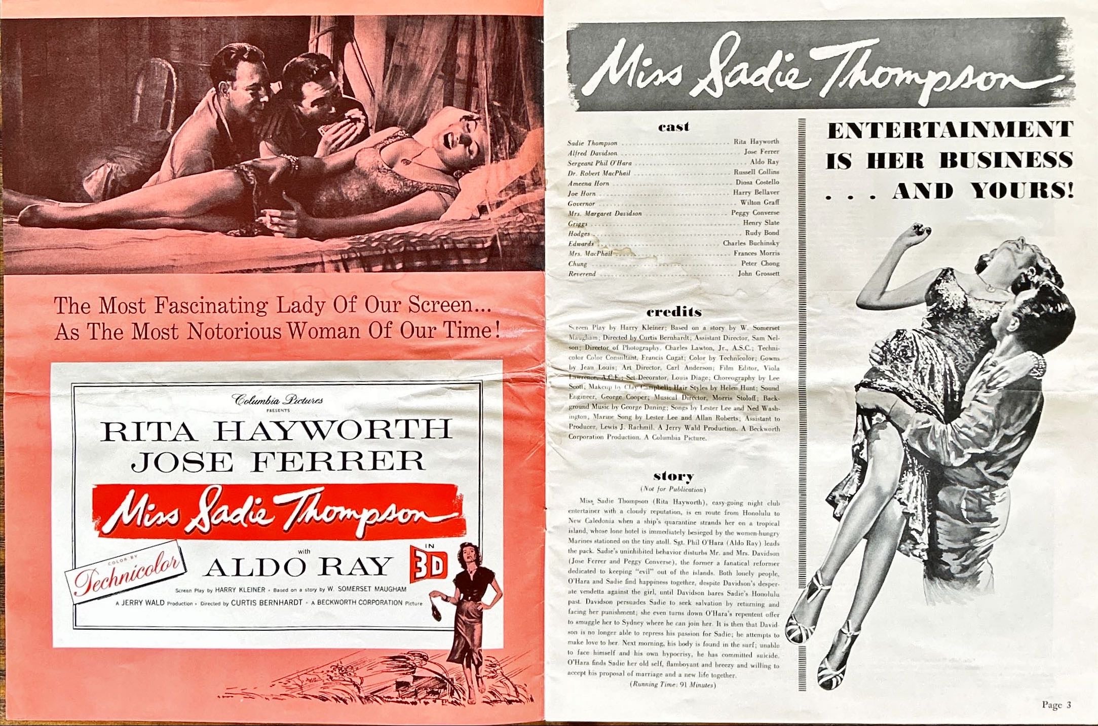 Miss Sadie Thompson (1953) Pressbook - 3D, Rita Hayworth