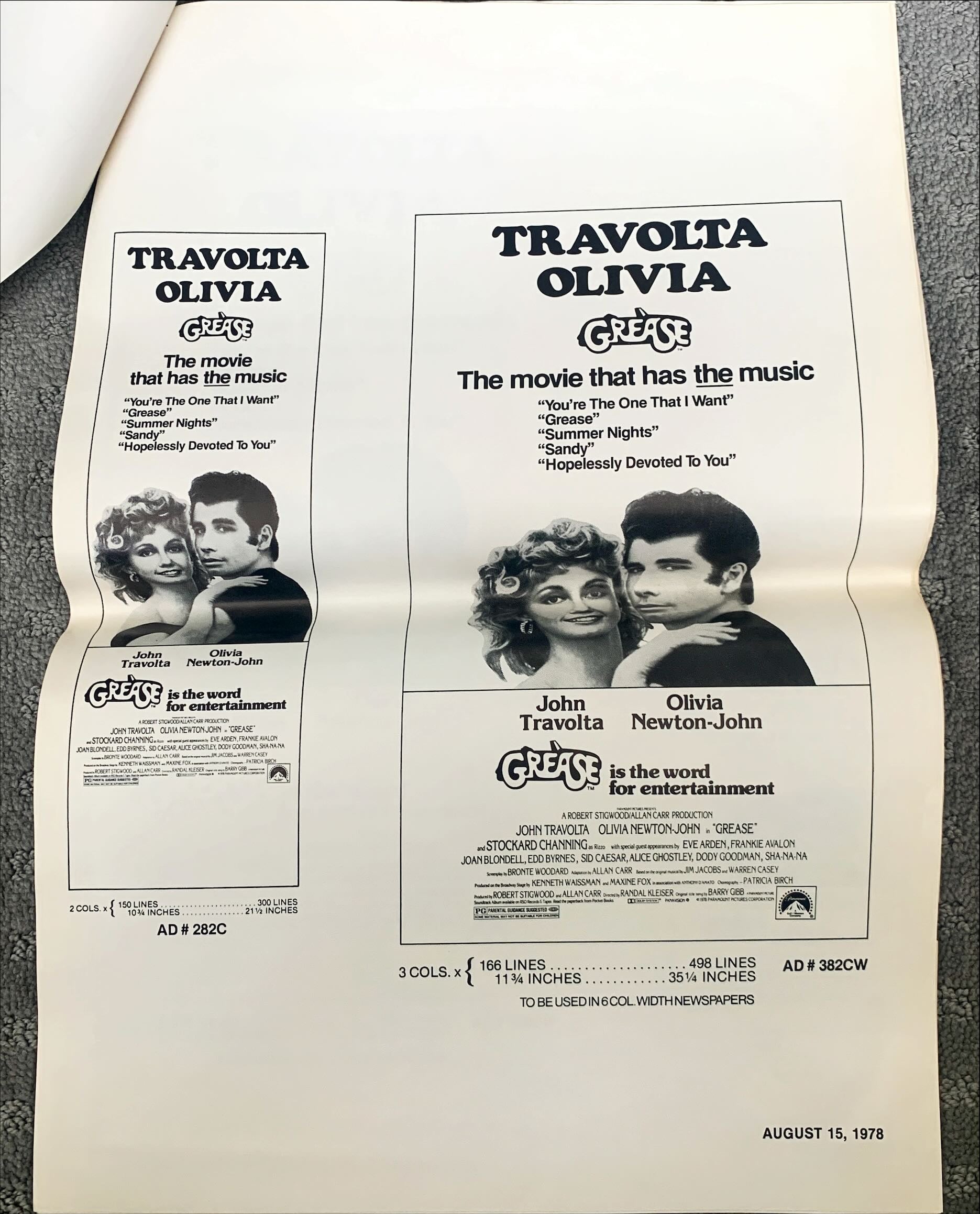 Grease,  Pressbook