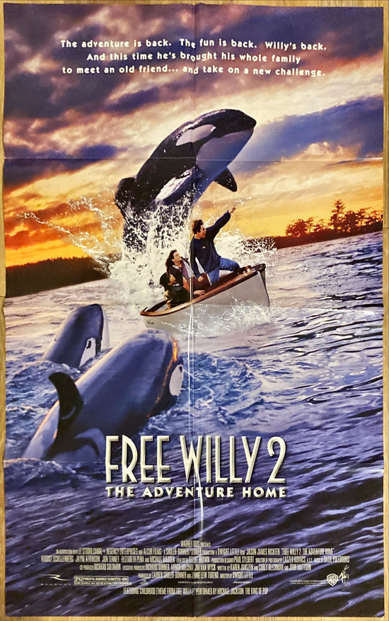 Free Willy II the adventure home 1995 Original DS 2 Sided 27x40" Movie Poster