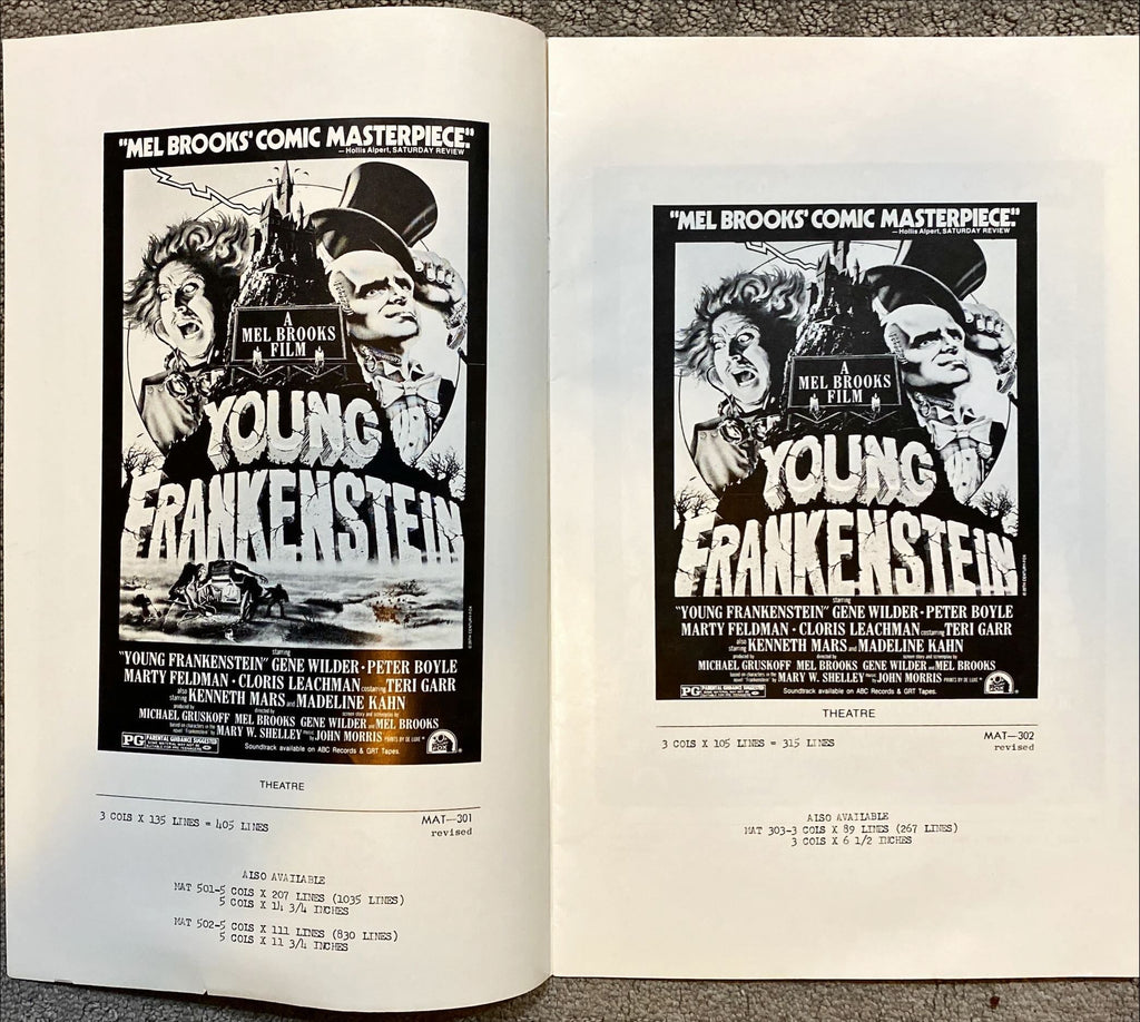 #2126 YOUNG FRANKENSTEIN pressbook 1974 Mel Brooks