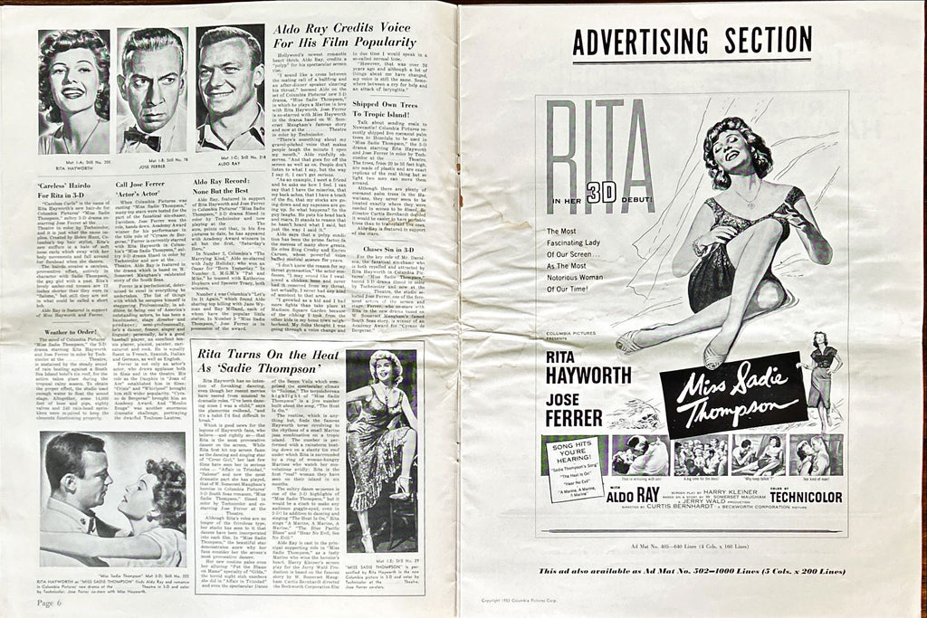Miss Sadie Thompson (1953) Pressbook - 3D, Rita Hayworth