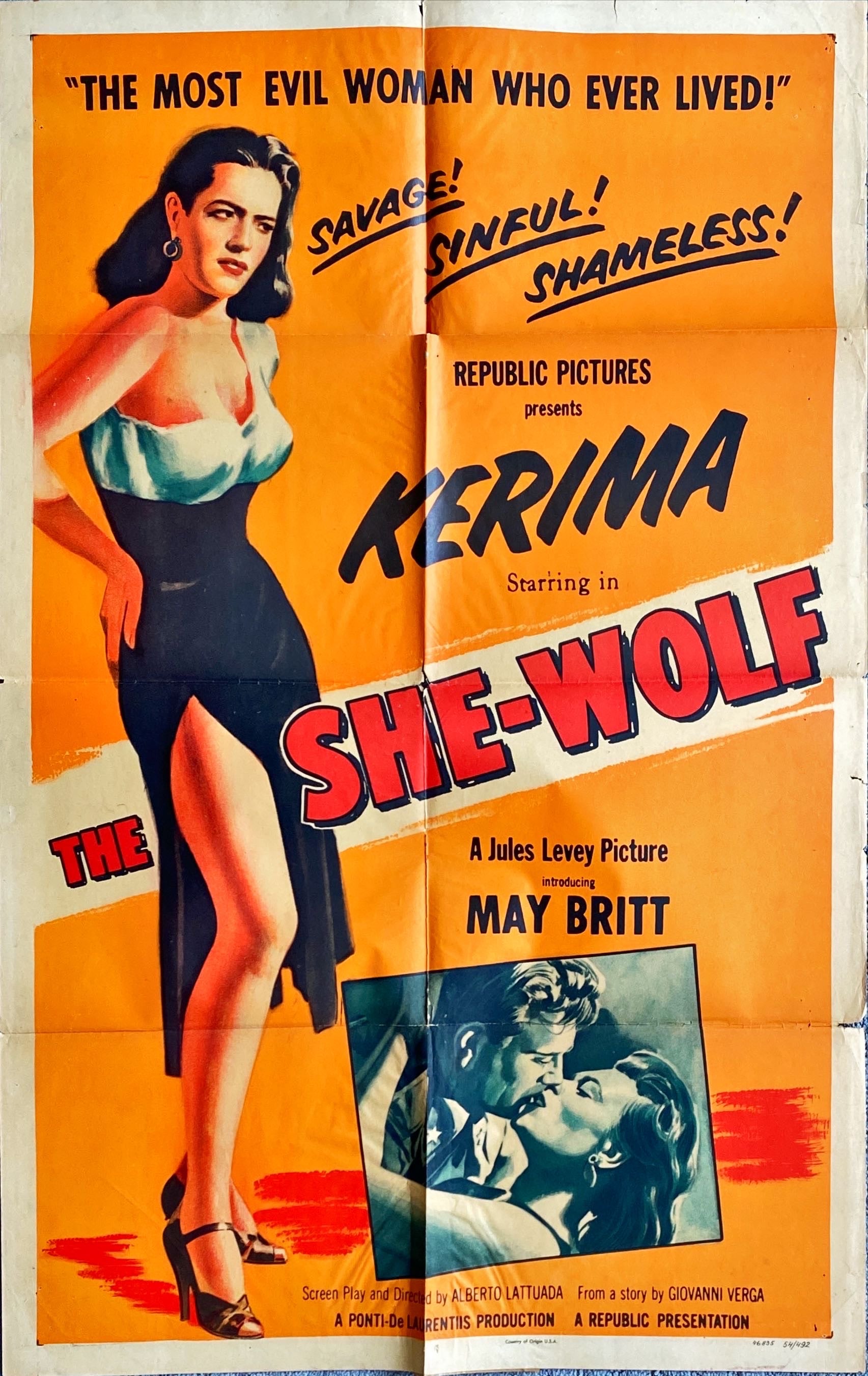 1316 SHE-WOLF vintage 1sh 1954