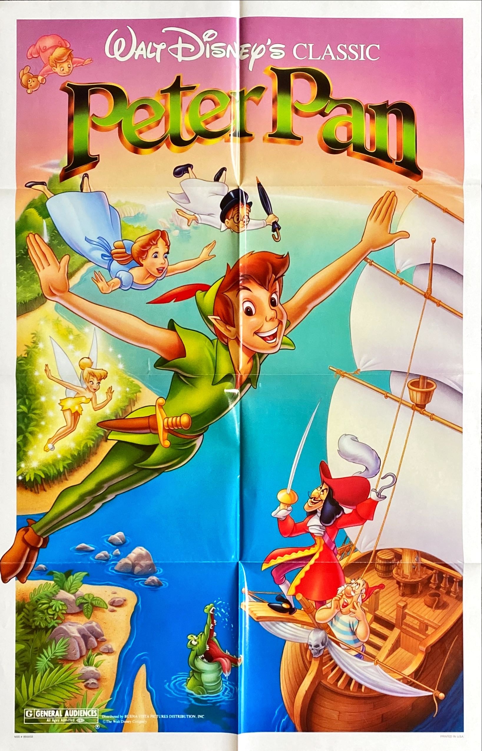 WALT DISNEY'S PETER PAN, 1SH R1989 WALT DISNEY