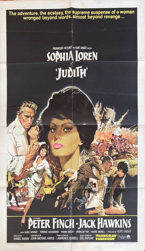 Judith (1966) Original movie Poster, Sophia Loren & Peter Finch