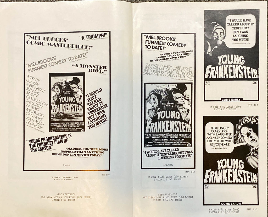 #2126 YOUNG FRANKENSTEIN pressbook 1974 Mel Brooks