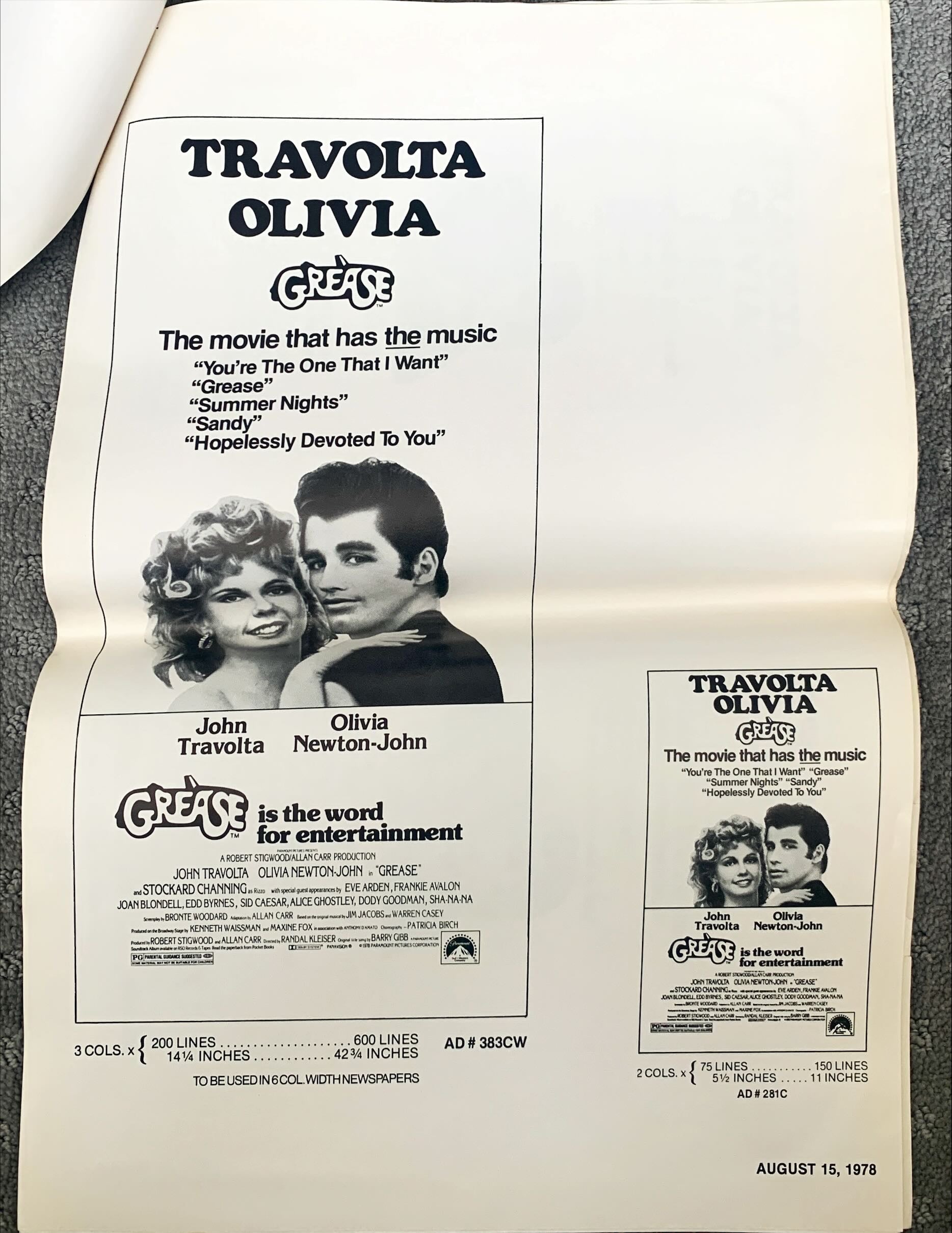 Grease,  Pressbook