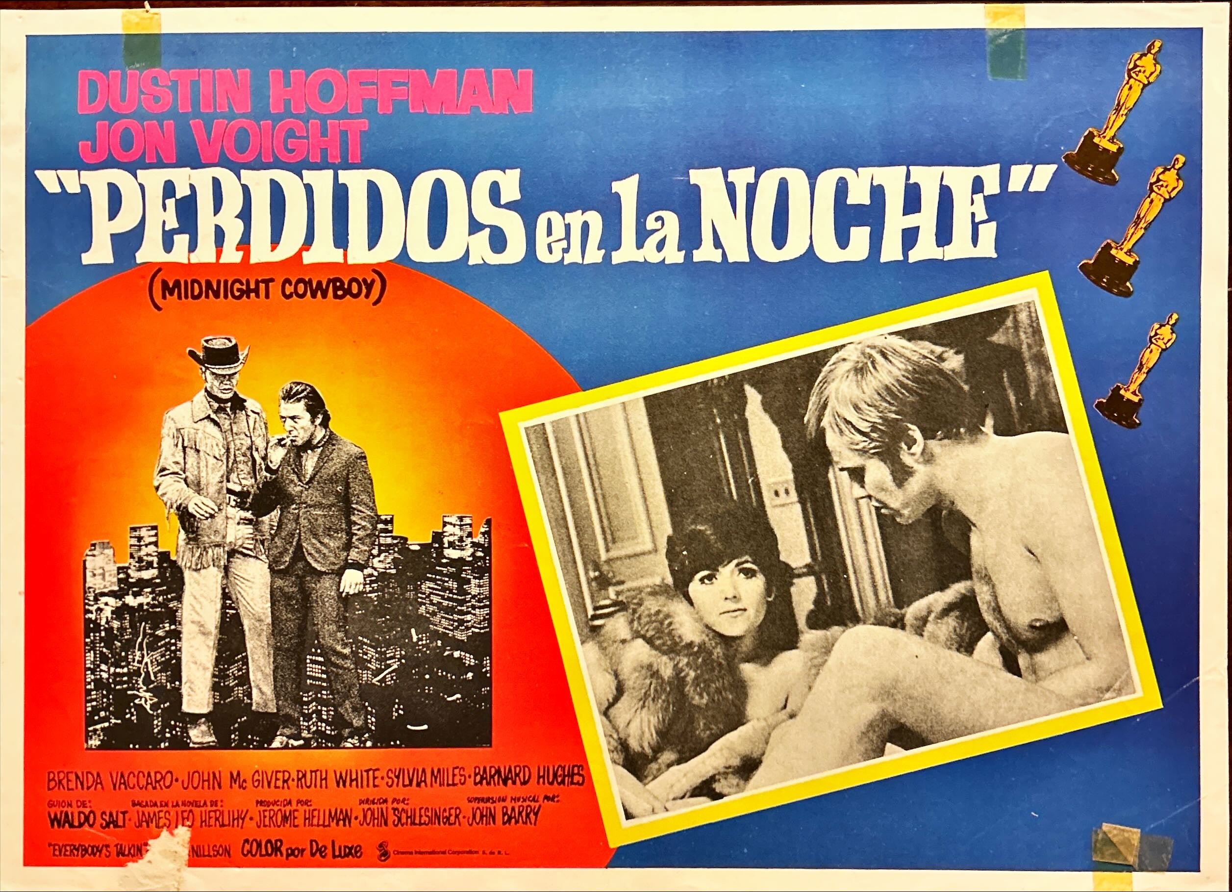 Midnight Cowboy (1970) 3 Original Mexican Lobby cards Dustin Hoffman & Jon Voight