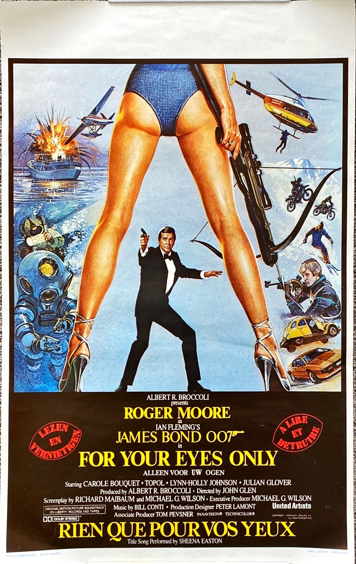 For Your Eyes Only (1981) One Sheet Movie Poster - Belgian
