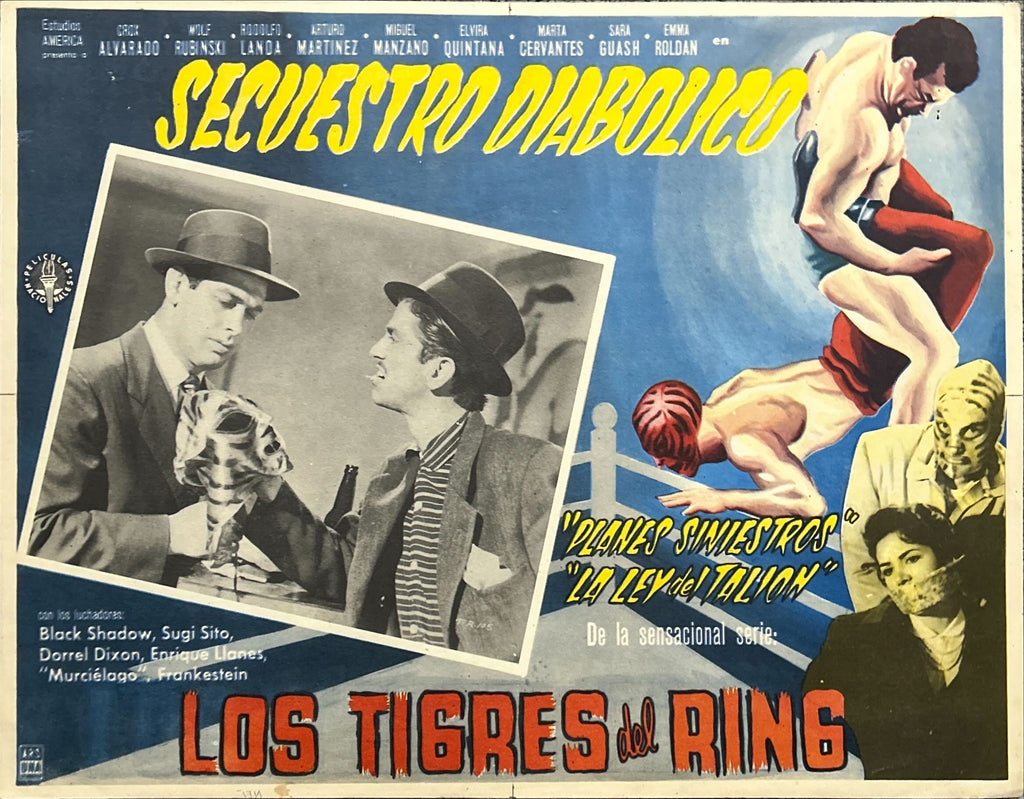 Secuestro Diabolico, Vintage Mexican Wrestling Lobby Cards, Los Tigres del Ring