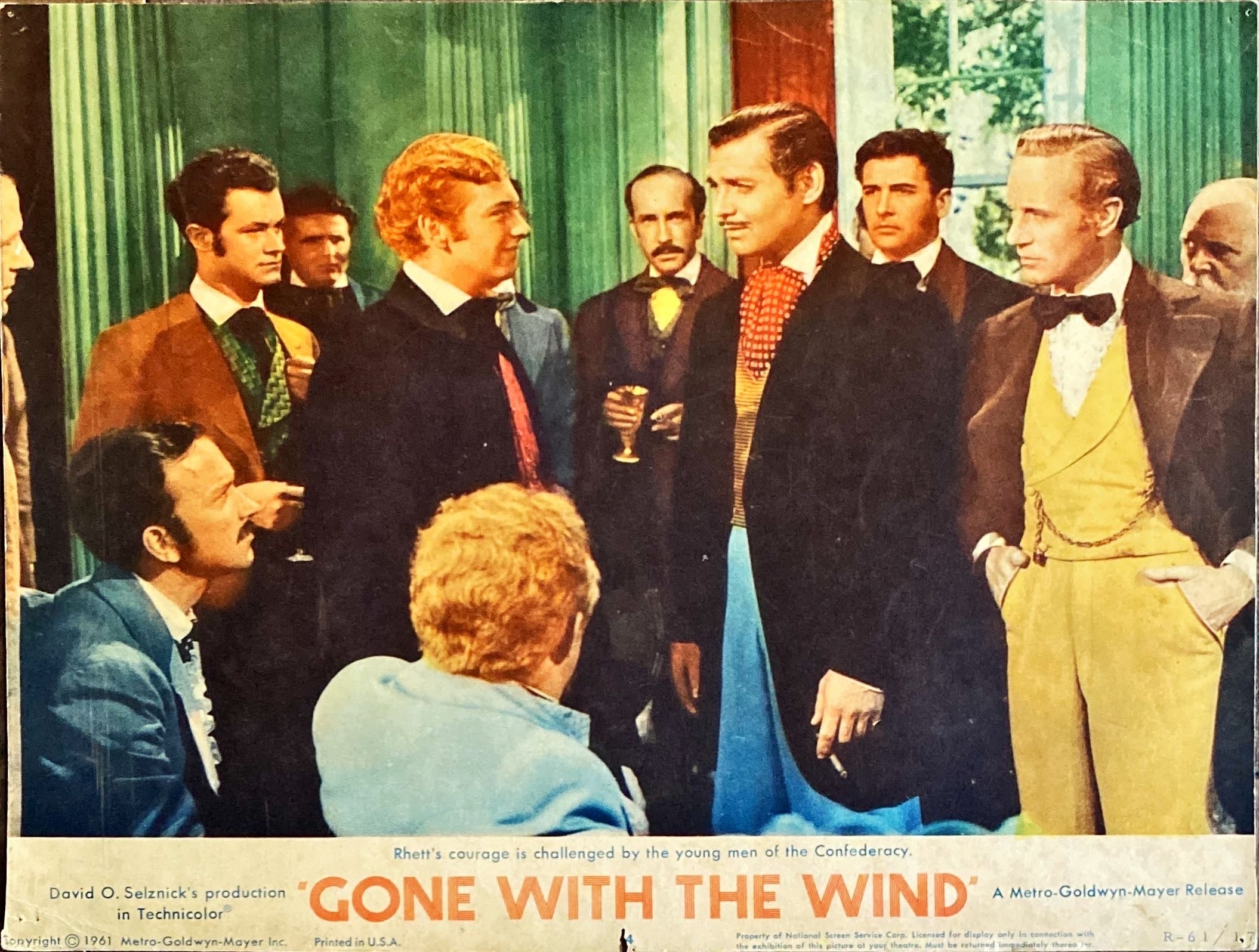 Gone with the Wind, LC #4 R1961 Clark Gable challenged by Confederate men