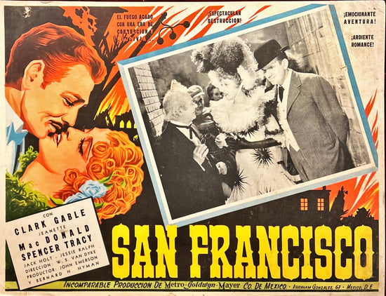 San Francisco (1936) Original Vintage Mexican Lobby Card, Clark Gable